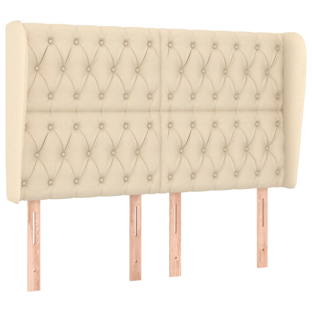 Tăblie de pat cu aripioare, crem, 163x23x118/128 cm, textil GartenMobel Dekor