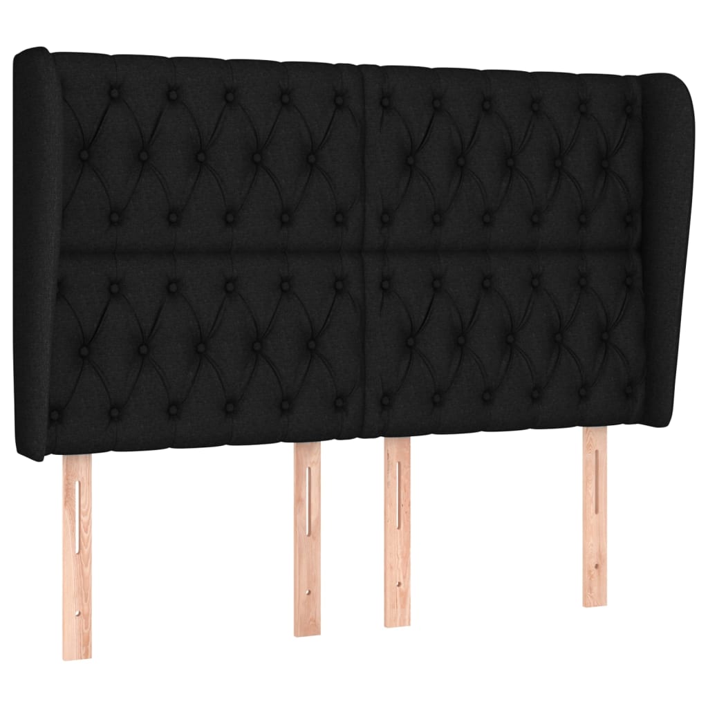 Tăblie de pat cu aripioare, negru, 163x23x118/128 cm, textil GartenMobel Dekor