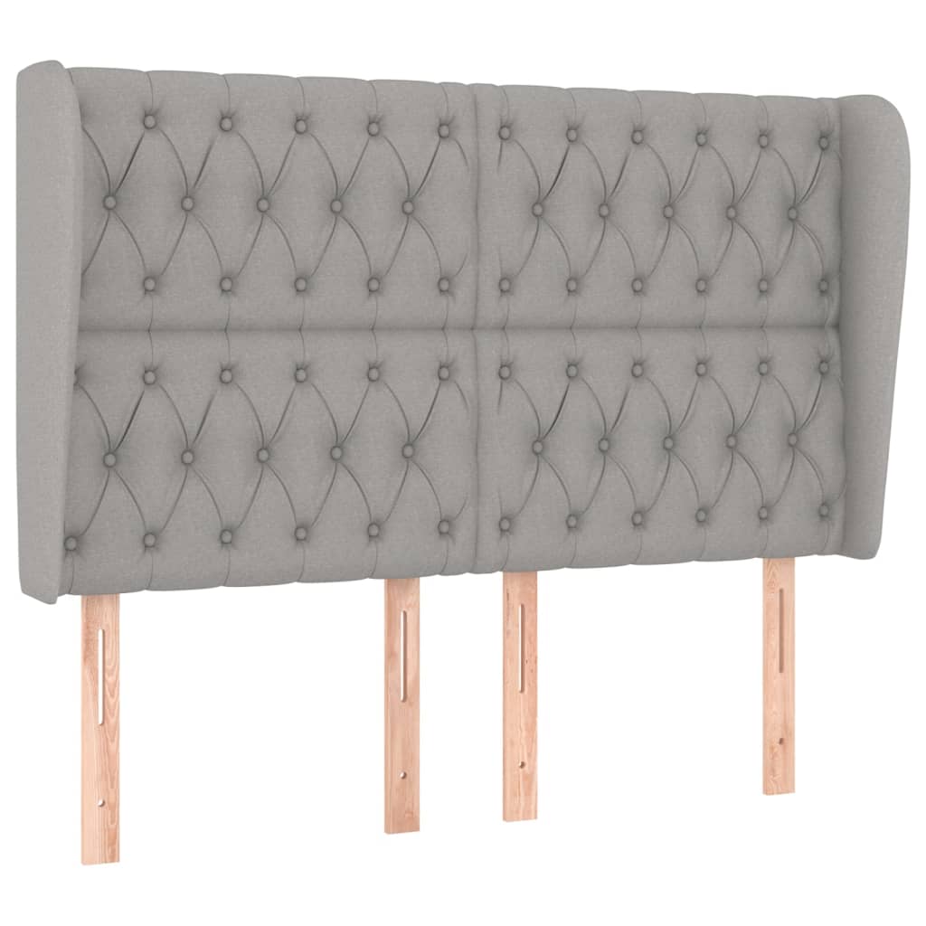 Tăblie de pat cu aripioare gri deschis 147x23x118/128 cm textil GartenMobel Dekor