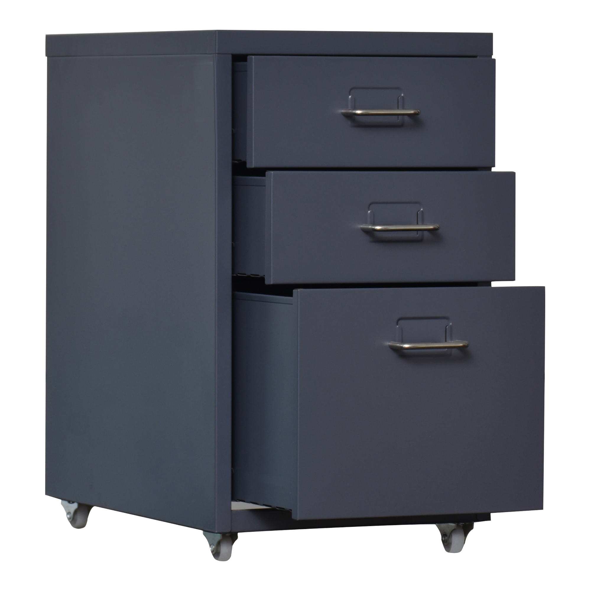 Dulap mobil cu 3 sertare din oțel gri pentru birou și home office