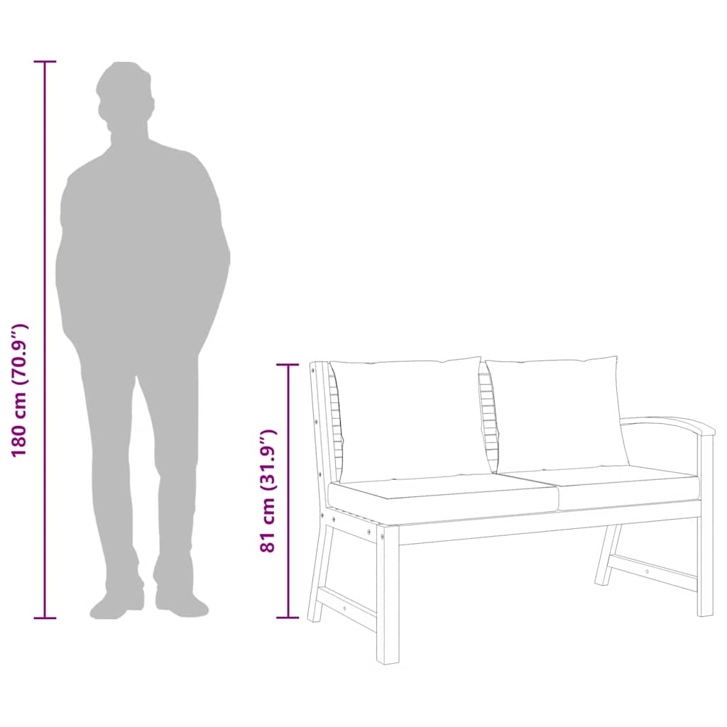 Bancă de grădină, perne gri închis, 114,5 cm, lemn masiv acacia GartenMobel Dekor