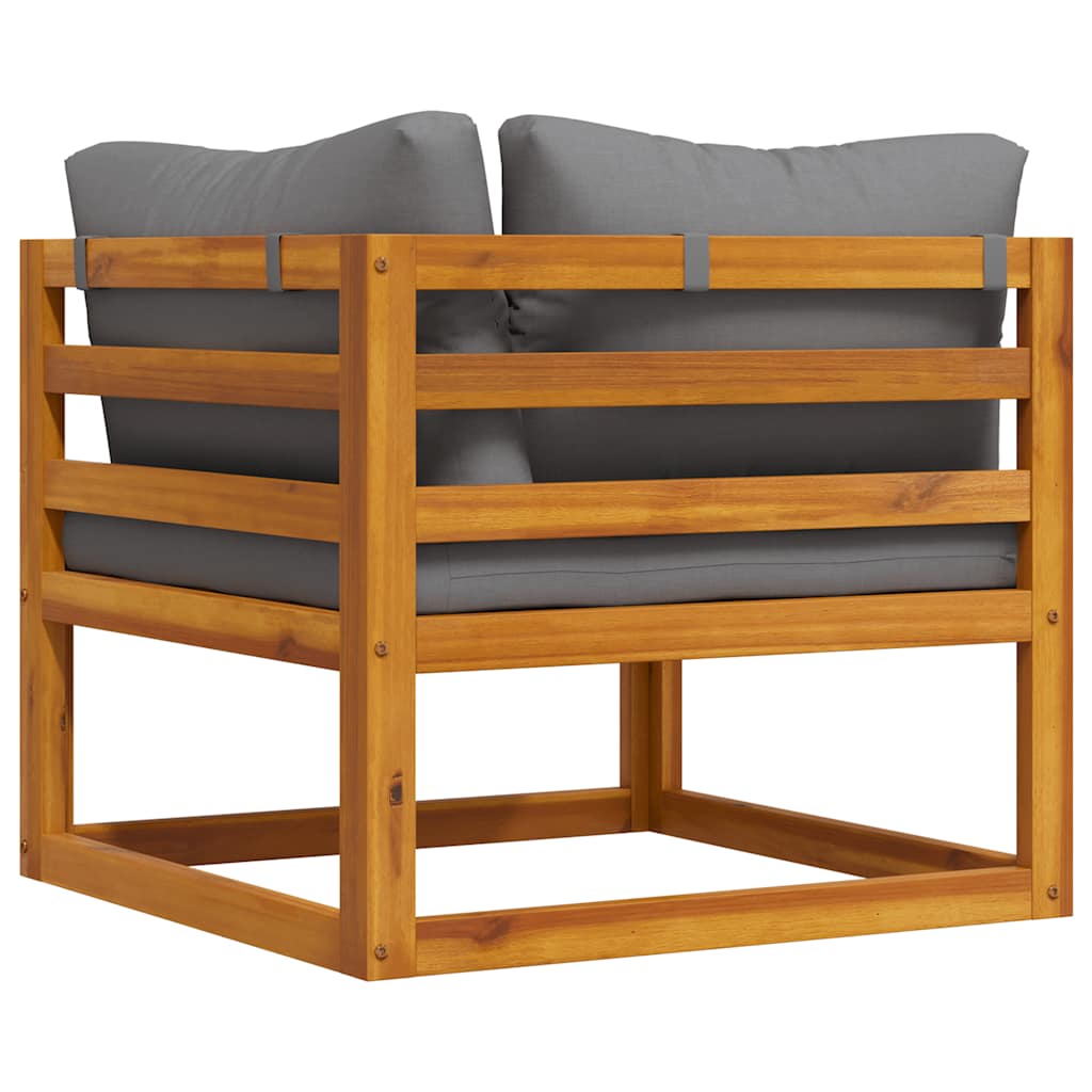 Canapea de colț modulară, pernă gri închis, lemn masiv acacia GartenMobel Dekor