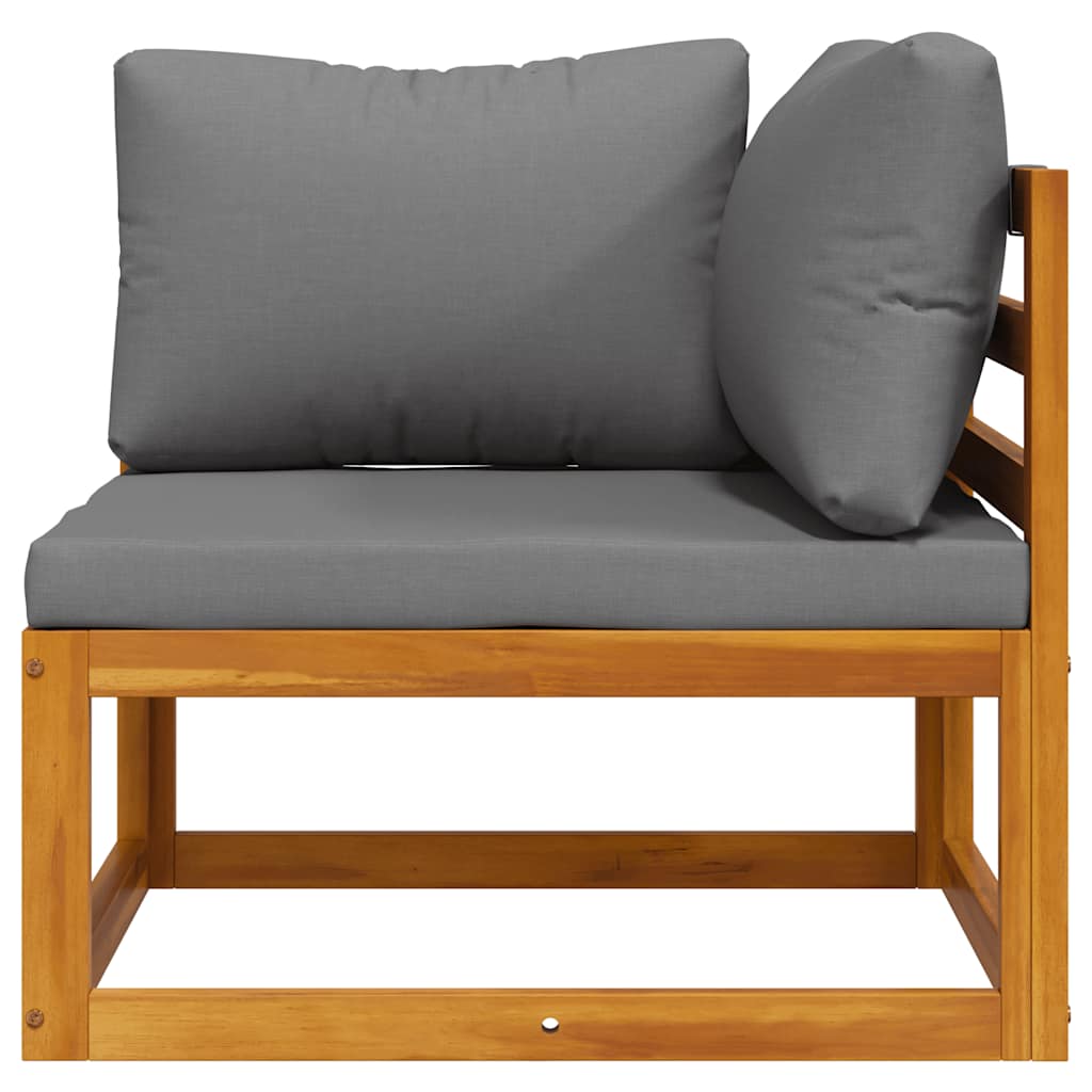 Canapea de colț modulară, pernă gri închis, lemn masiv acacia GartenMobel Dekor