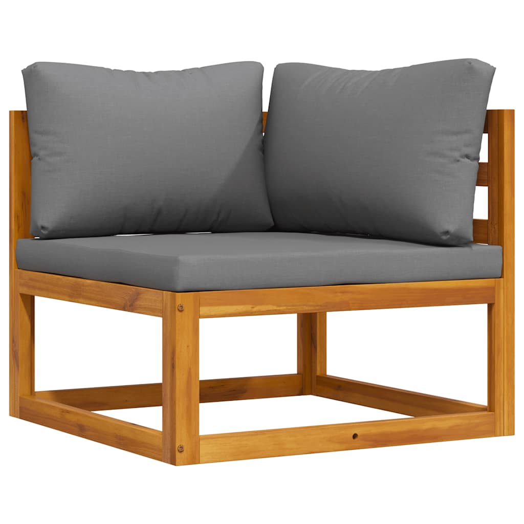 Canapea de colț modulară, pernă gri închis, lemn masiv acacia GartenMobel Dekor