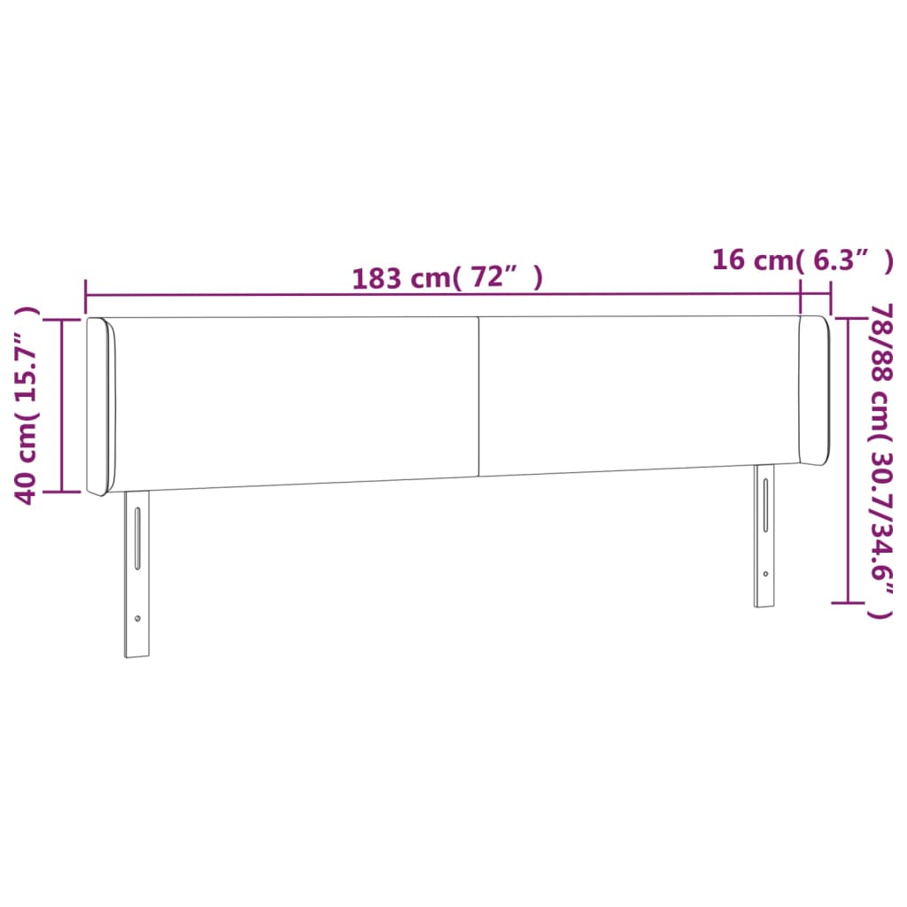 Tăblie de pat cu aripioare crem 183x16x78/88 cm piele ecologică GartenMobel Dekor