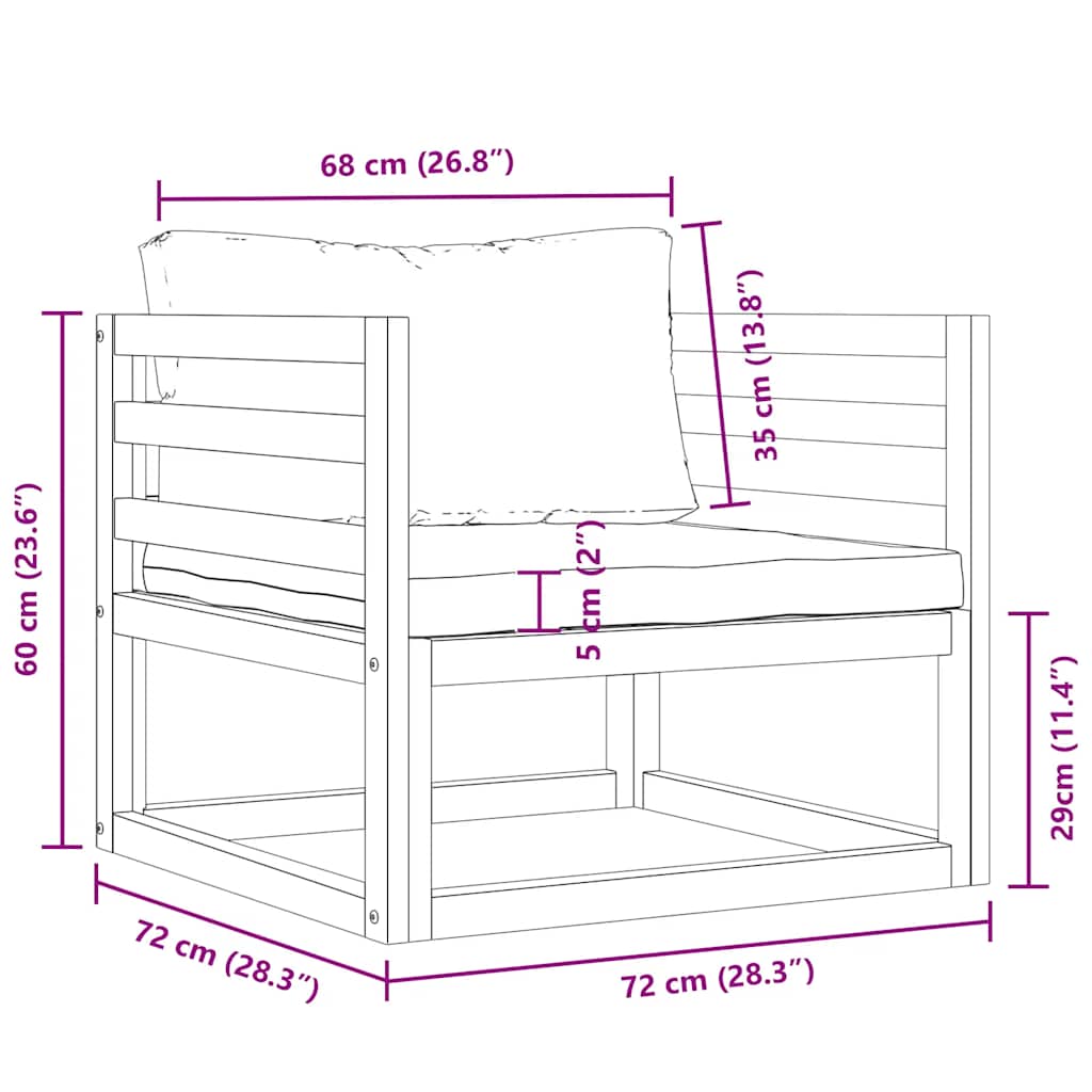 Scaun de grădină cu perne crem, lemn masiv de acacia GartenMobel Dekor