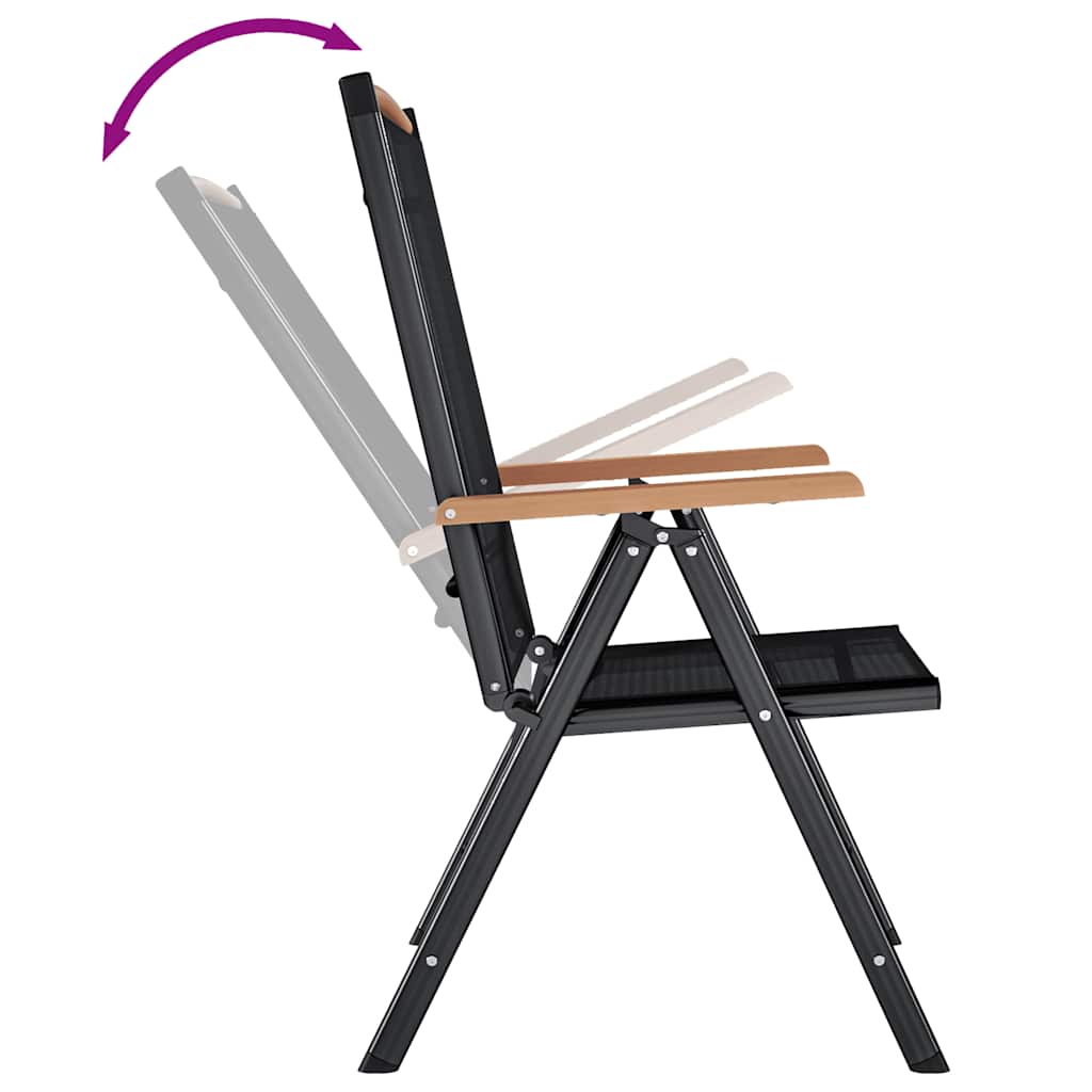 Scaune de grădină pliante, 6 buc., negru, textilenă GartenMobel Dekor