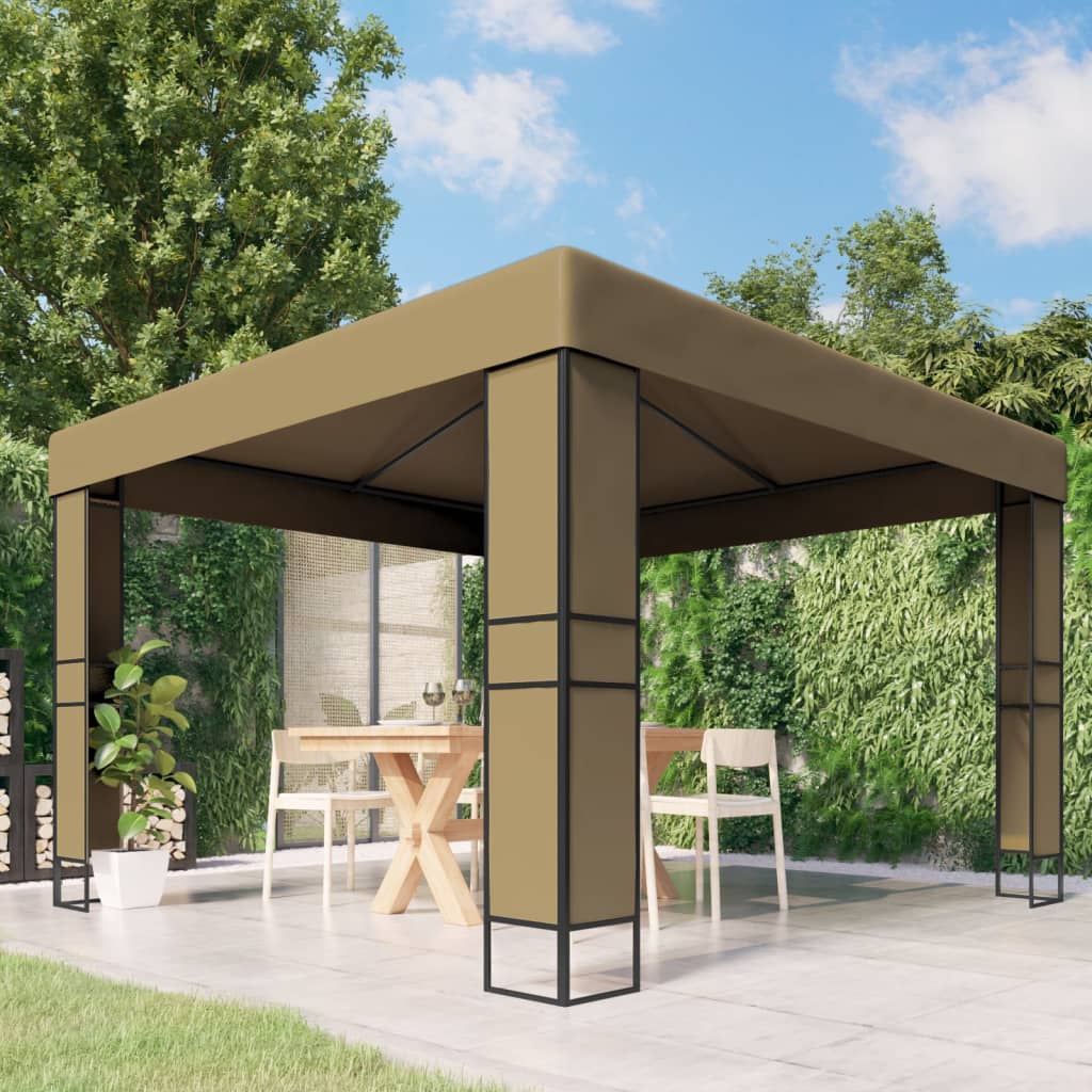 Pavilion cu acoperiș dublu, gri taupe, 3 x 3 x 2,7 m, 180 g/m² GartenMobel Dekor