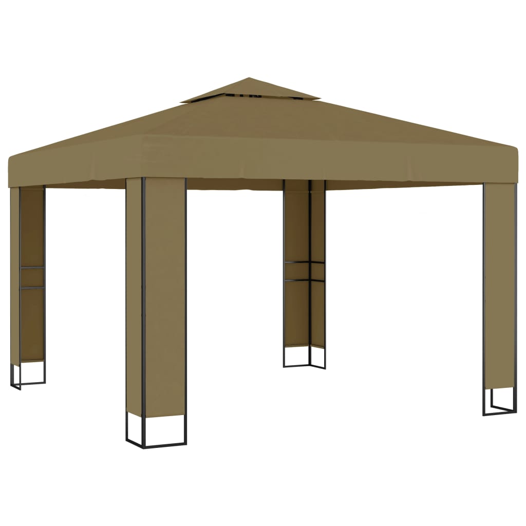 Pavilion cu acoperiș dublu, gri taupe, 3 x 3 x 2,7 m, 180 g/m² GartenMobel Dekor