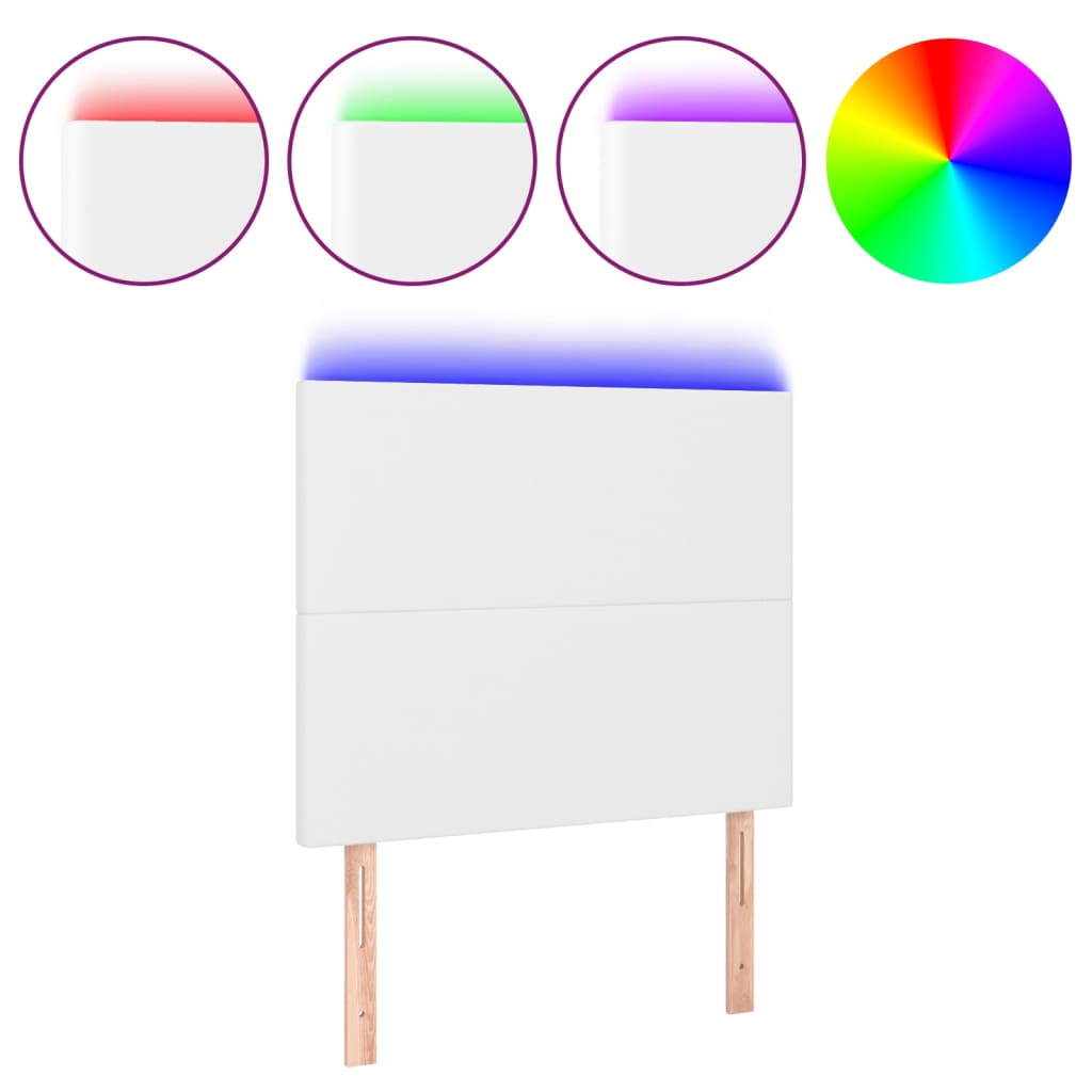 Tăblie de pat cu LED, alb, 100x5x118/128 cm, piele ecologică GartenMobel Dekor