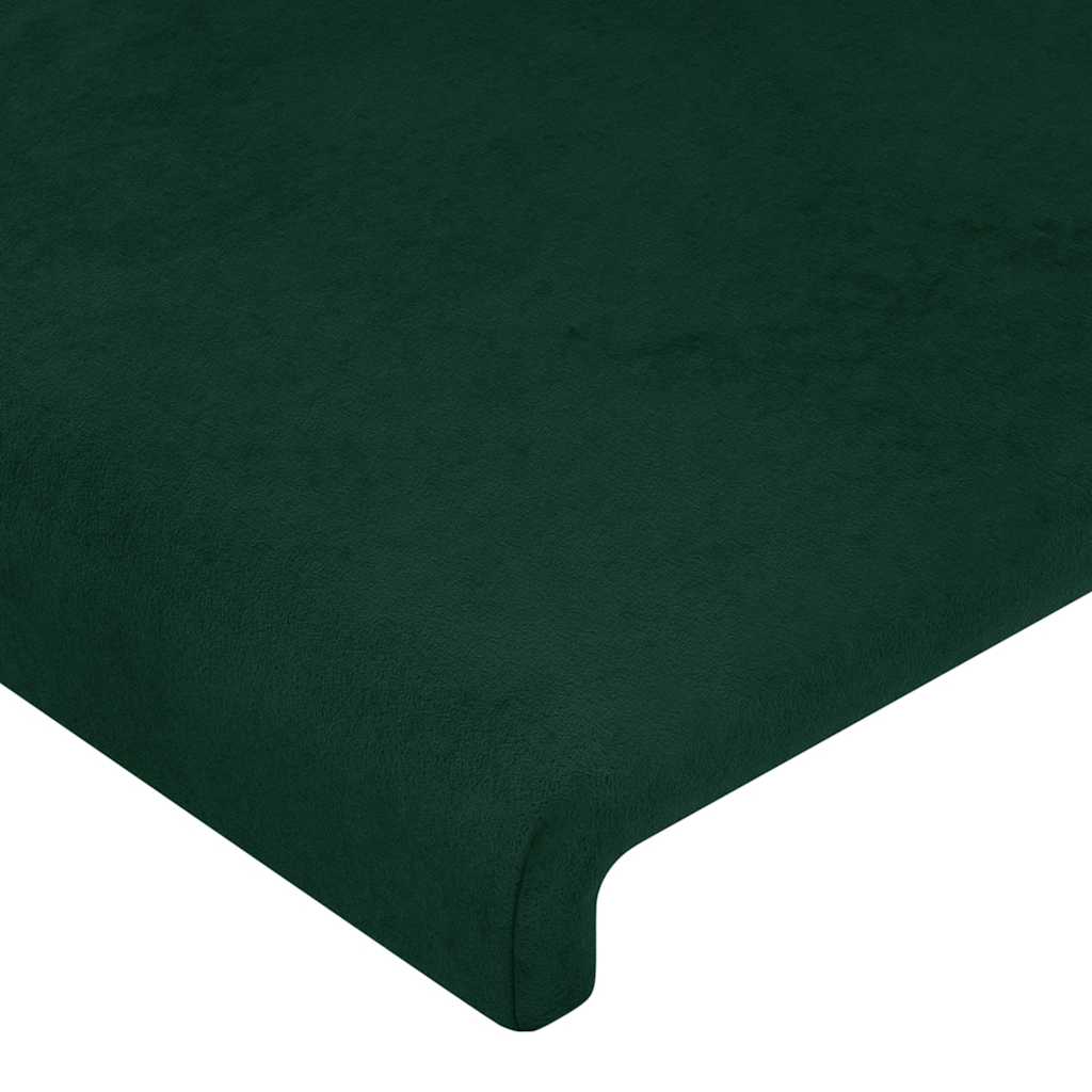 Tăblie de pat cu LED, verde închis, 200x5x118/128 cm, catifea GartenMobel Dekor