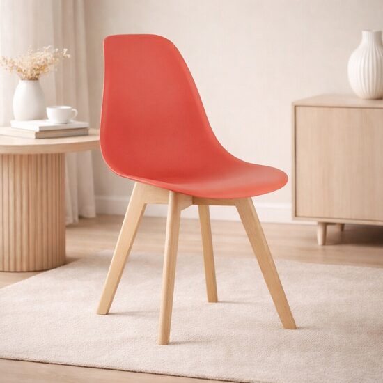 Scaun bucatarie/living, Artool, Kito, PP vermilion, picioare lemn natur, 46x54.5x80 cm GartenVIP DiyLine