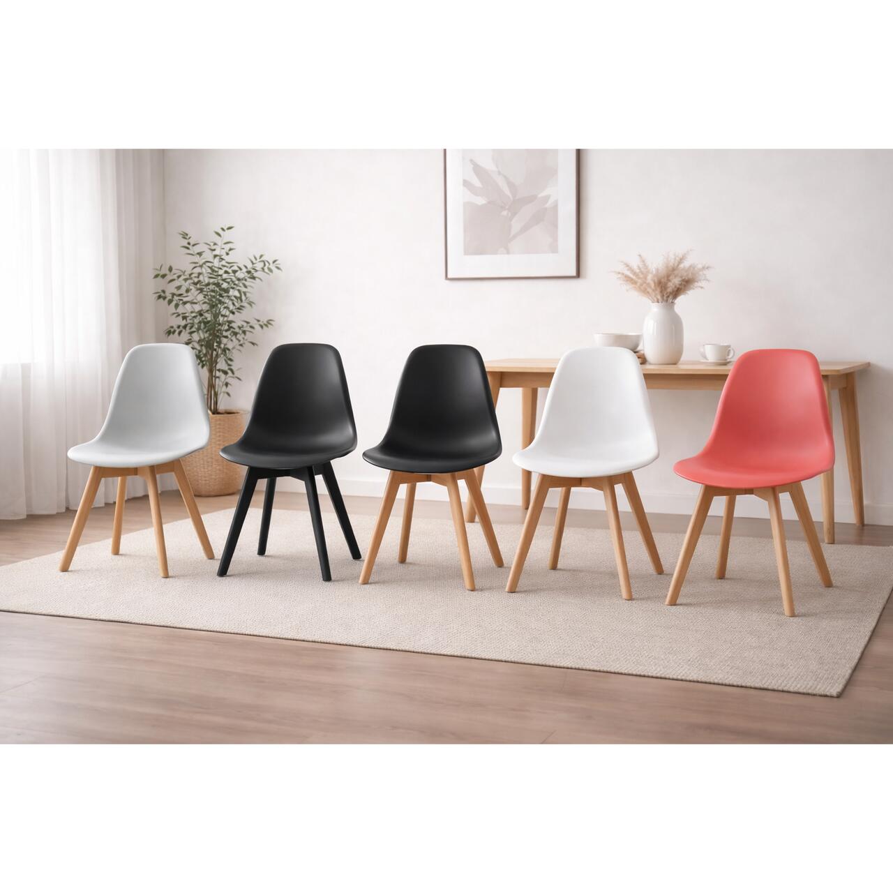 Scaun bucatarie/living, Artool, Kito, PP vermilion, picioare lemn natur, 46x54.5x80 cm GartenVIP DiyLine