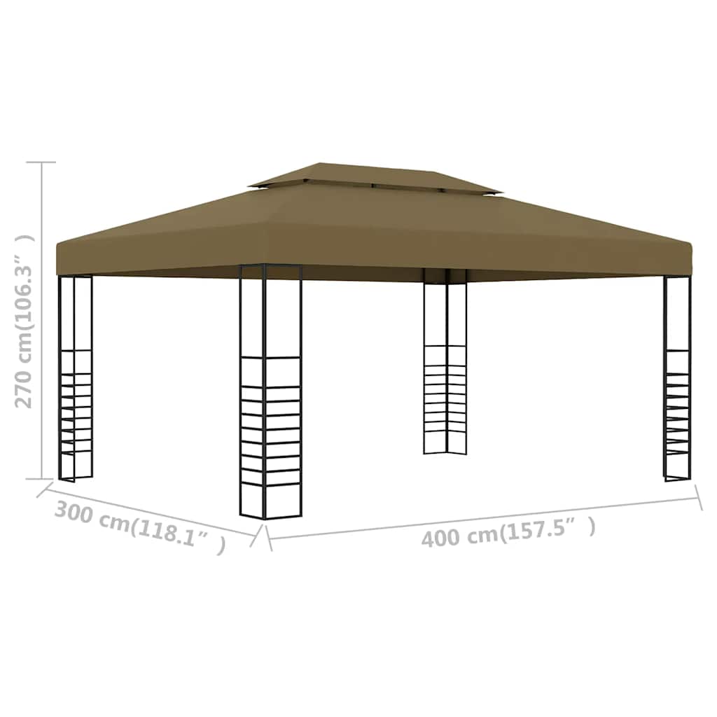 Pavilion de grădină, gri taupe, 3 x 4 m, 180 g/m² GartenMobel Dekor