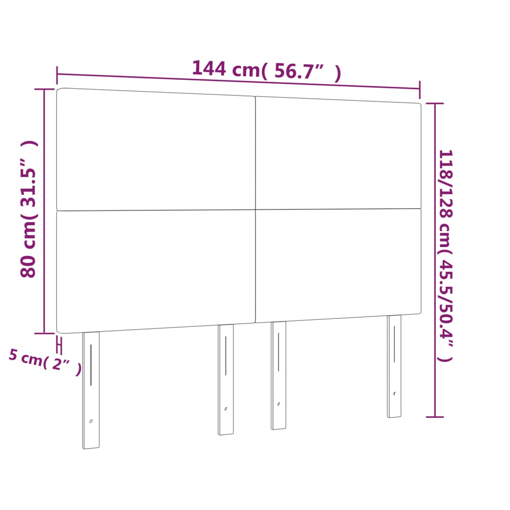 Tăblie de pat cu LED, alb, 144x5x118/128 cm, piele ecologică GartenMobel Dekor