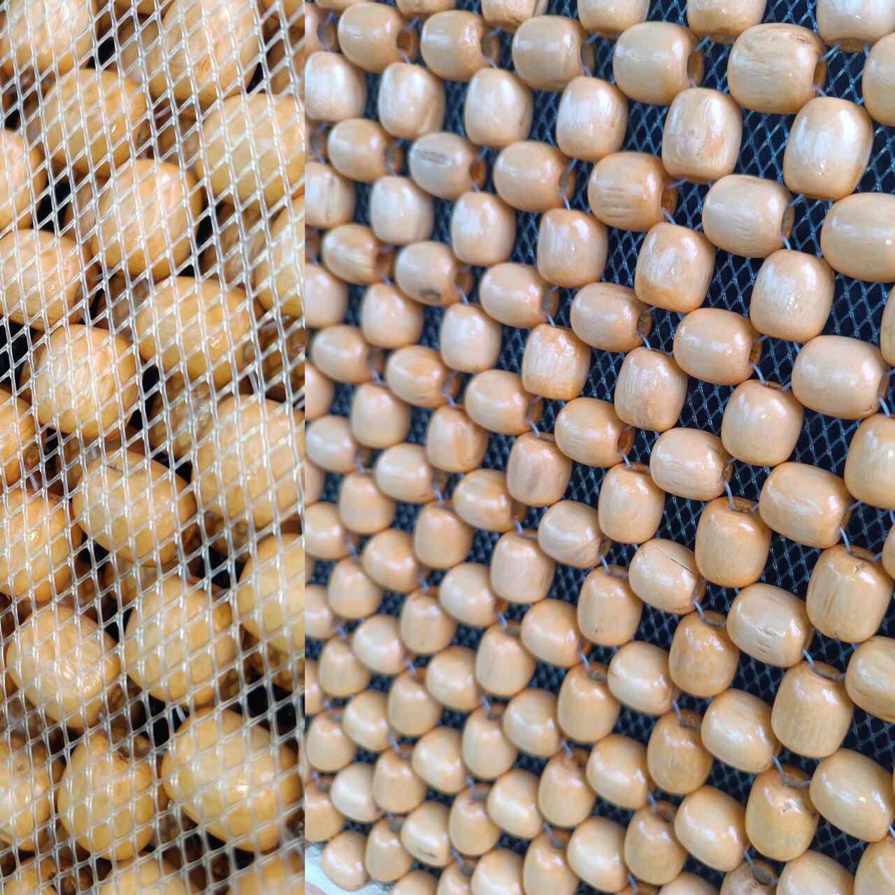 Husă pentru scaun auto RoGroup cu bile din lemn, bej, 90 x 44 cm