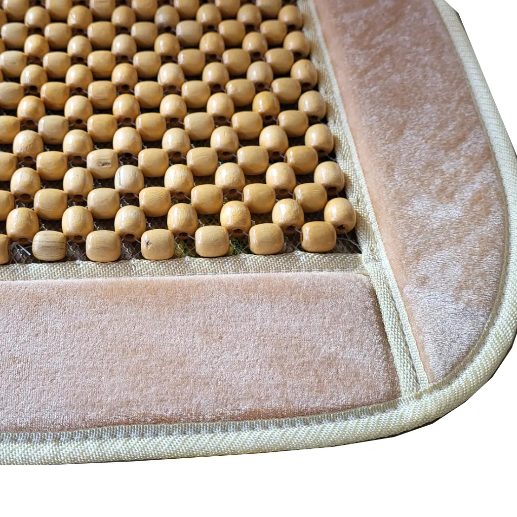 Husă pentru scaun auto RoGroup cu bile din lemn, bej, 90 x 44 cm