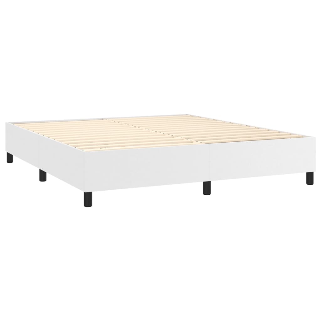 Pat box spring cu saltea, alb, 160x200 cm, piele ecologică GartenMobel Dekor