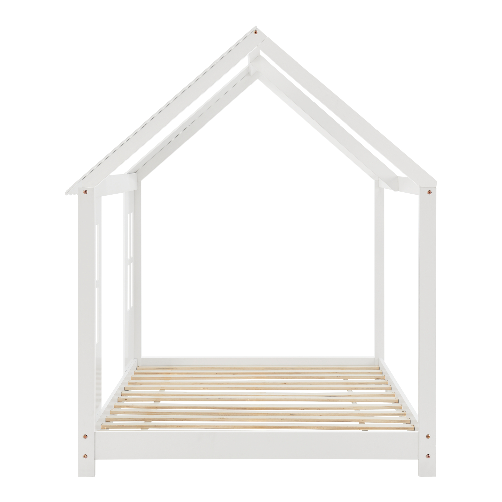 Pat copii tip căsuță Tostedt cu saltea 90x200 cm, alb