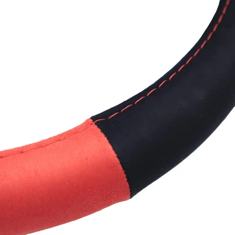 Husă volan Momo Easy din microfibră, 38 cm, negru cu roșu