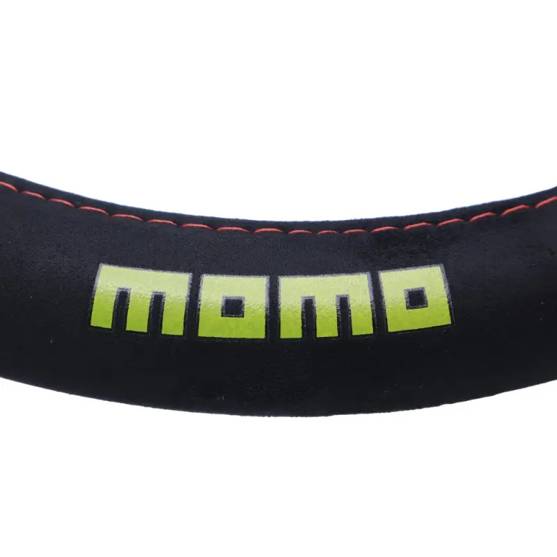 Husă volan Momo Easy din microfibră, 38 cm, negru cu roșu