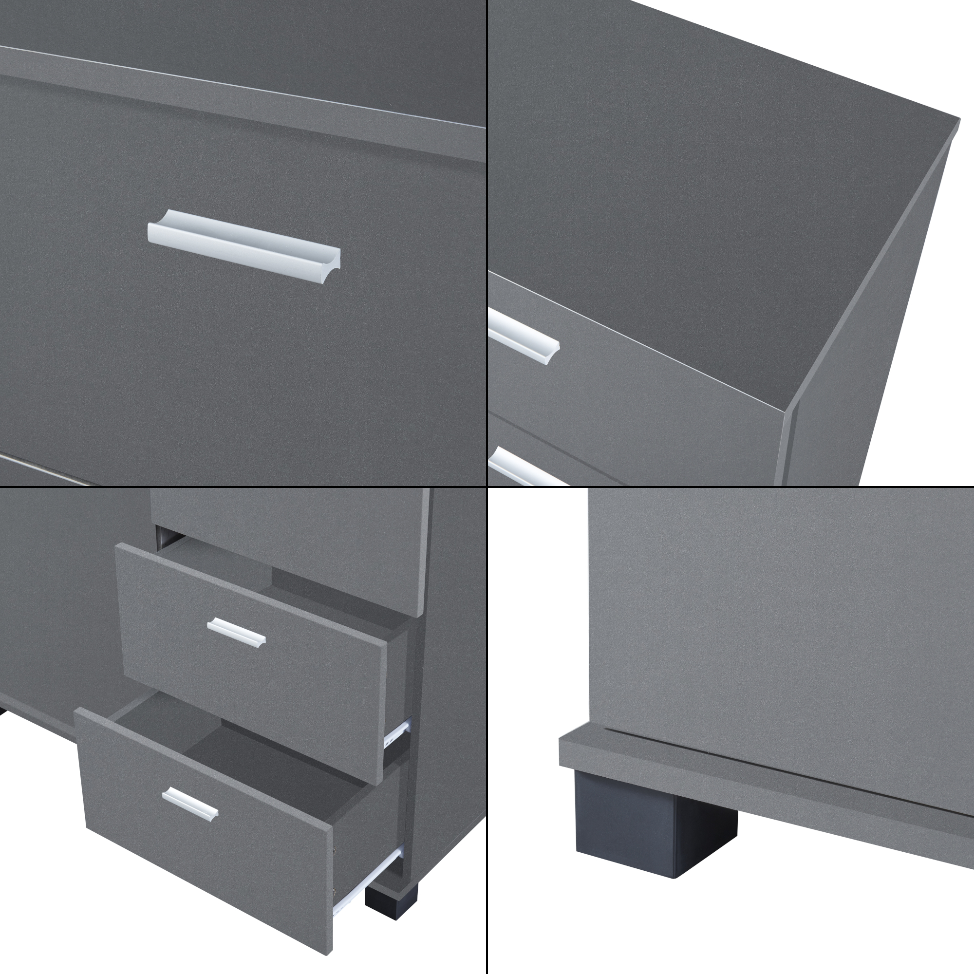 Comodă sideboard Döbritz 84x80x28 cm, gri închis, cu 4 sertare