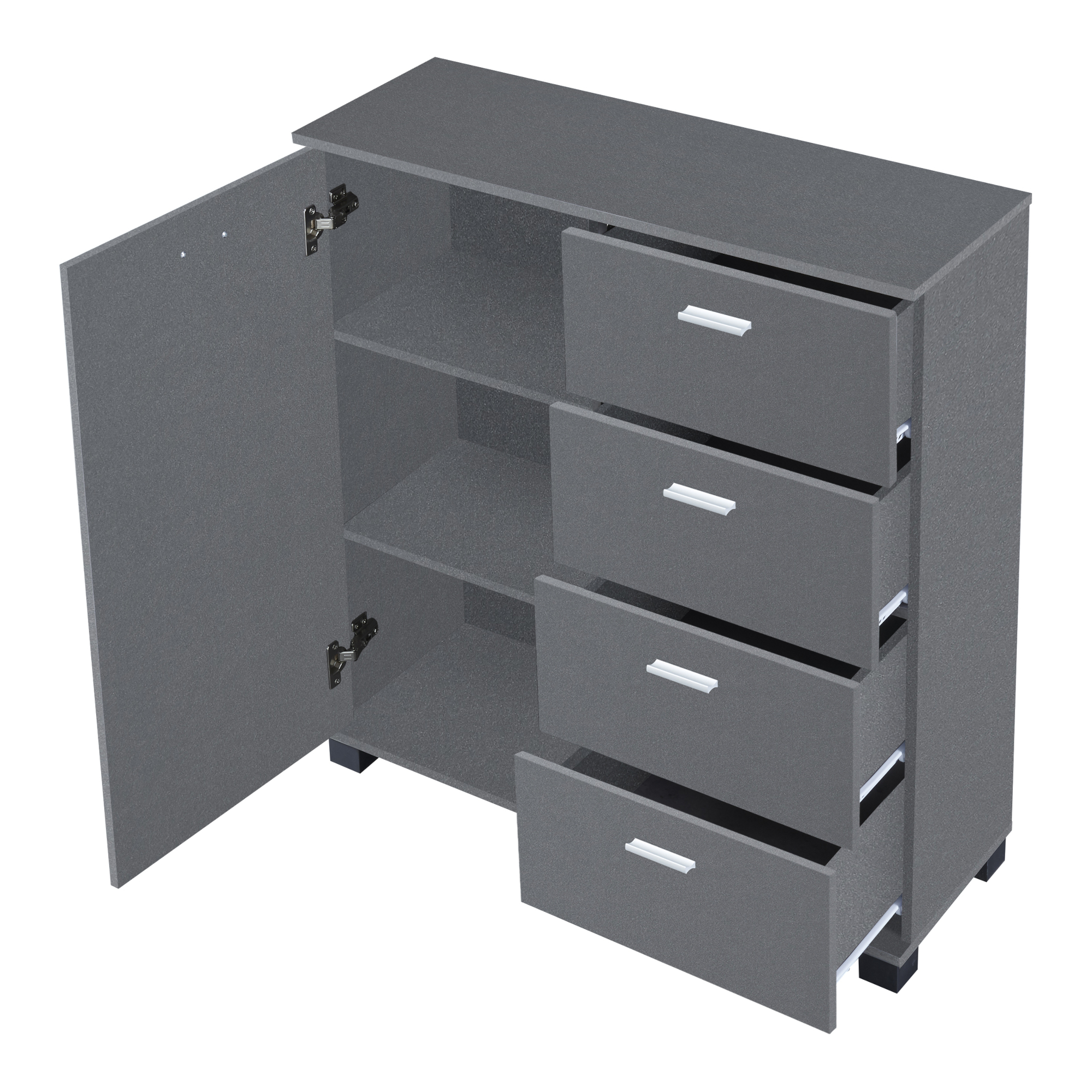 Comodă sideboard Döbritz 84x80x28 cm, gri închis, cu 4 sertare