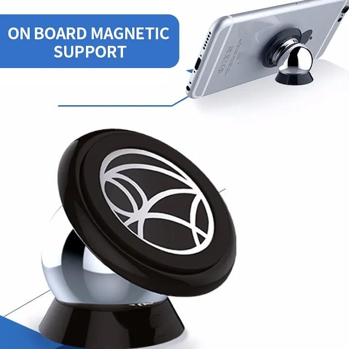 Suport auto magnetic Siegbert pentru telefon, montare pe bord, 360°, universal, negru