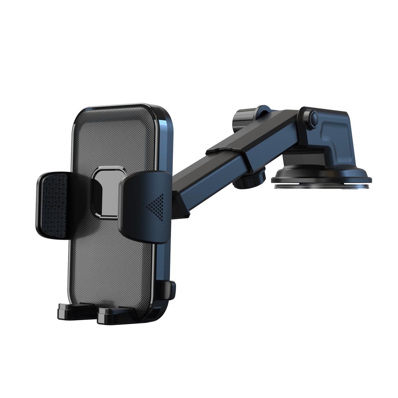 Suport auto telefon Siegbert cu ventuza, brat reglabil, rotire 360°, negru