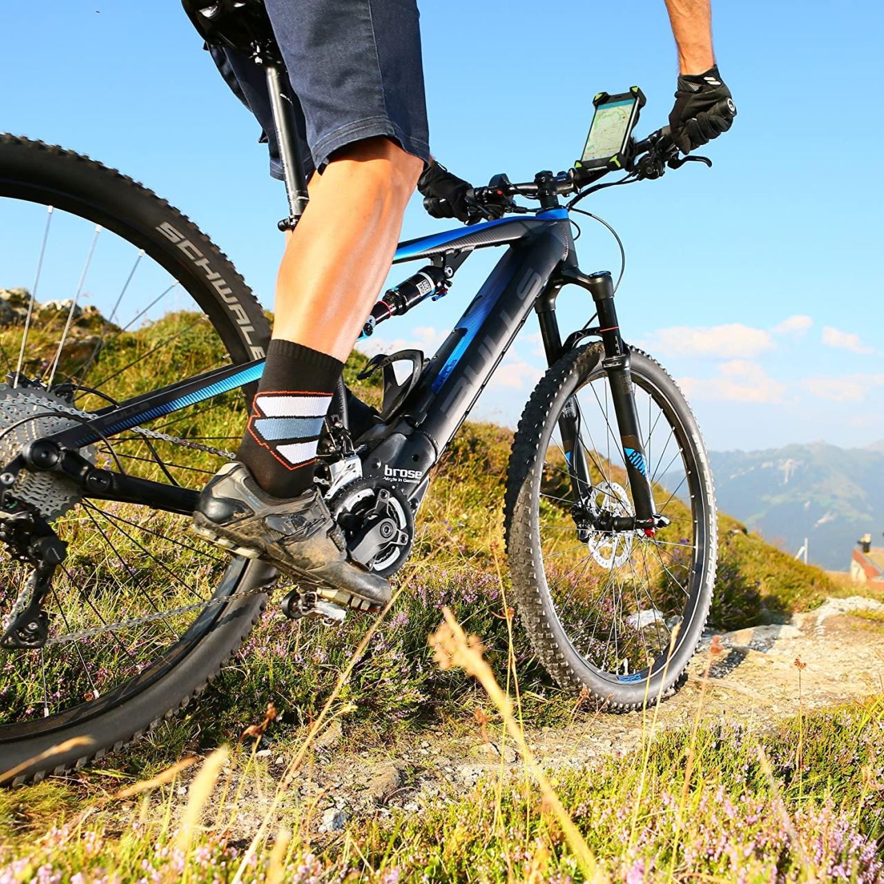 Suport telefon Siegbert pentru bicicletă și motocicletă, rotire 360°, negru-verde