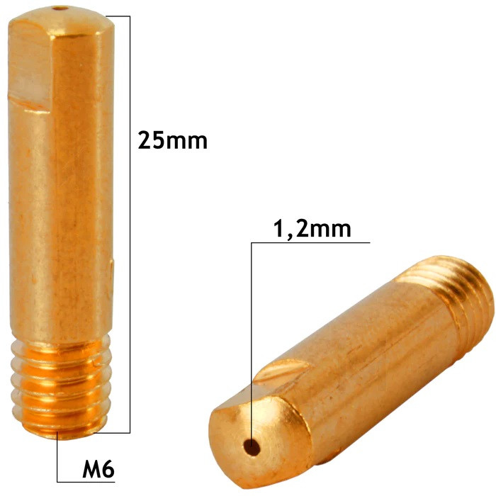 Duză de contact pentru sârmă oțel 1.2 mm, M6x25 mm, MIG MB15/15AK