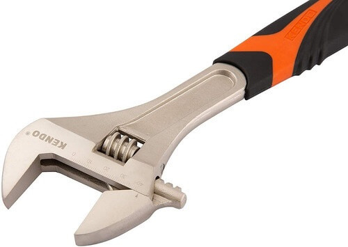 Cheie reglabilă 250 mm KENDO din oțel forjat cu mâner TPR antiderapant