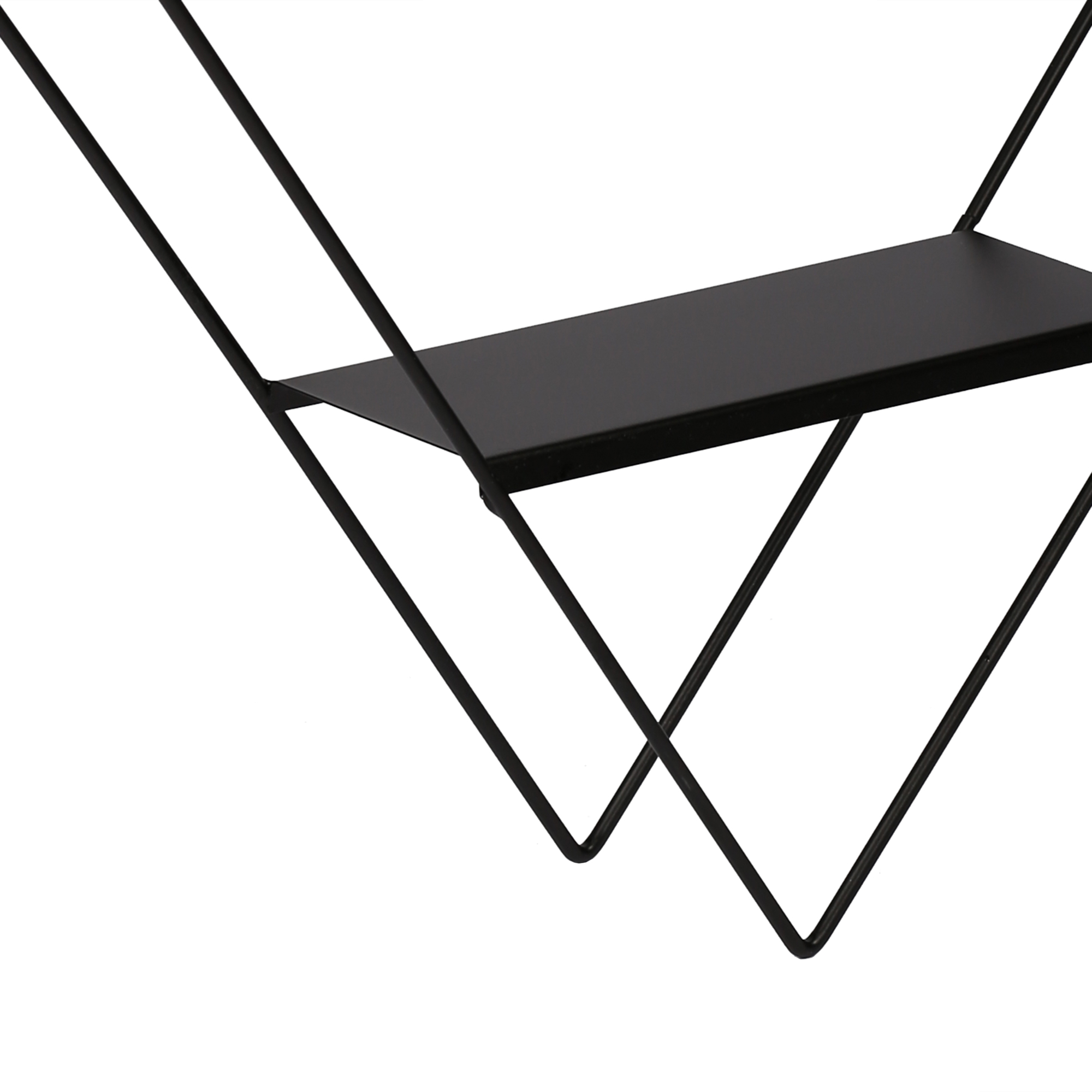 Raft de perete metalic tip romb cu 3 polite, negru, 50x9x66 cm