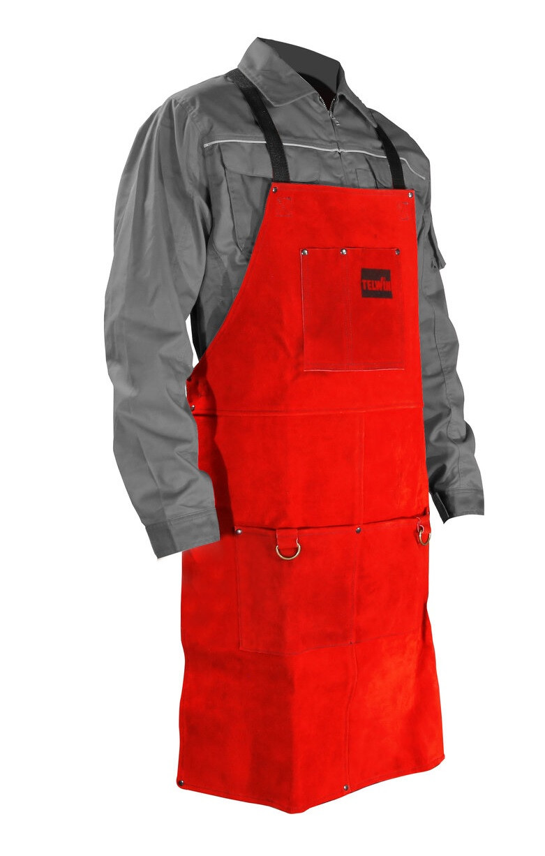 Șorț de sudură Telwin Durango din piele, cu buzunare și bretele reglabile