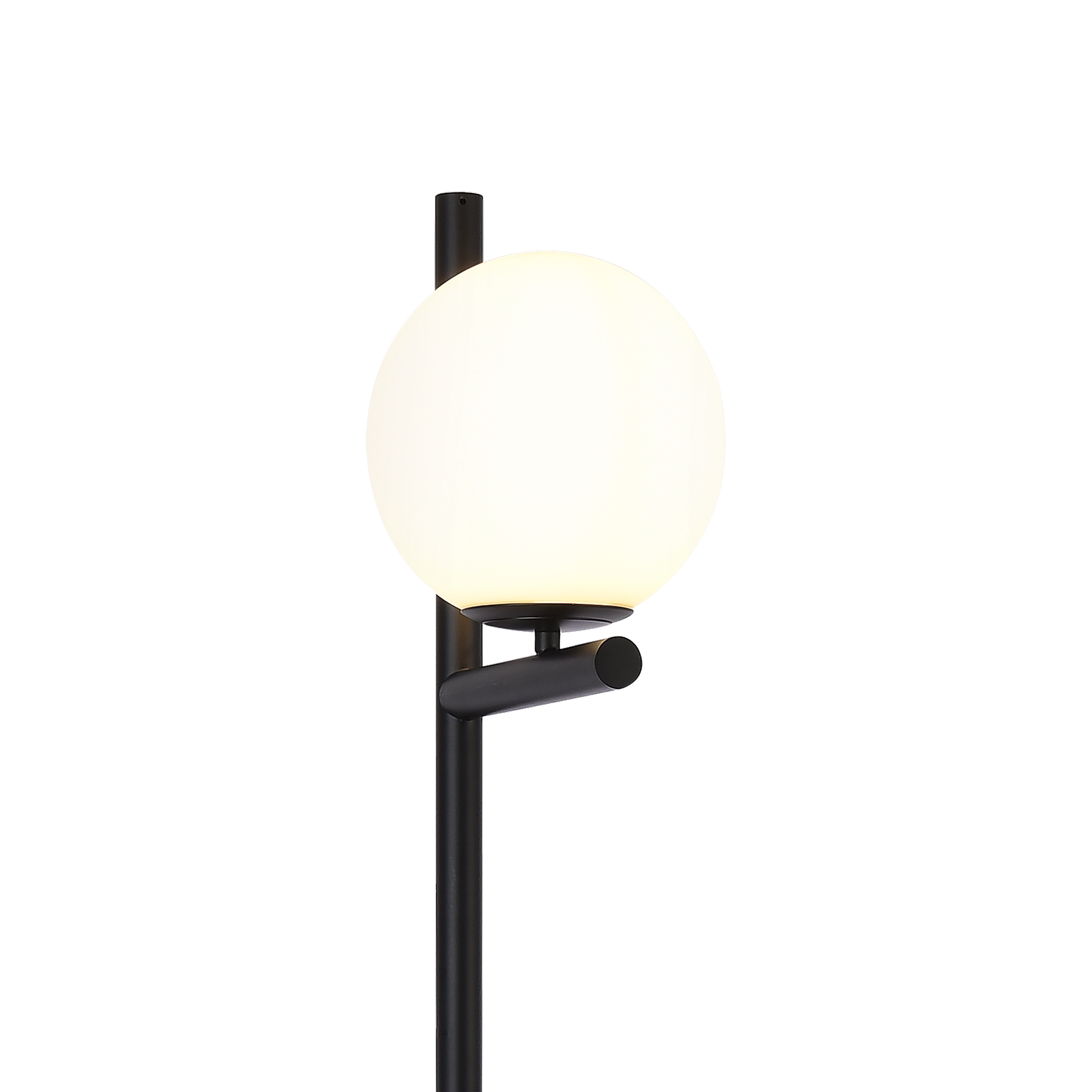 Lampadar modern Aberdaron alb-negru din metal si sticla, 154 cm