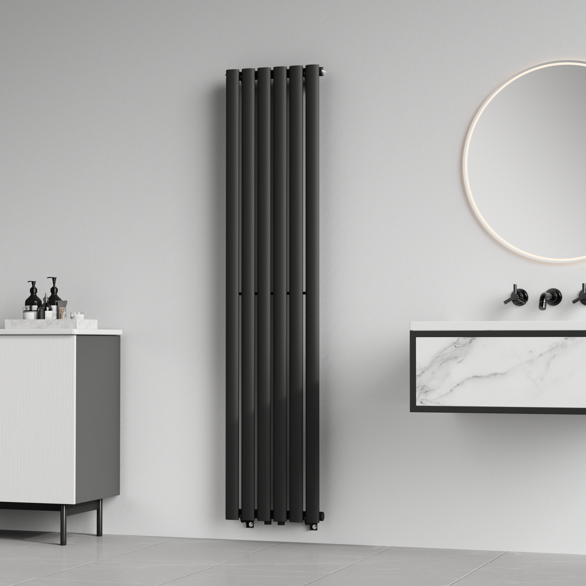 Radiator vertical de baie Nore, negru, 160x36 cm, 636W, otel