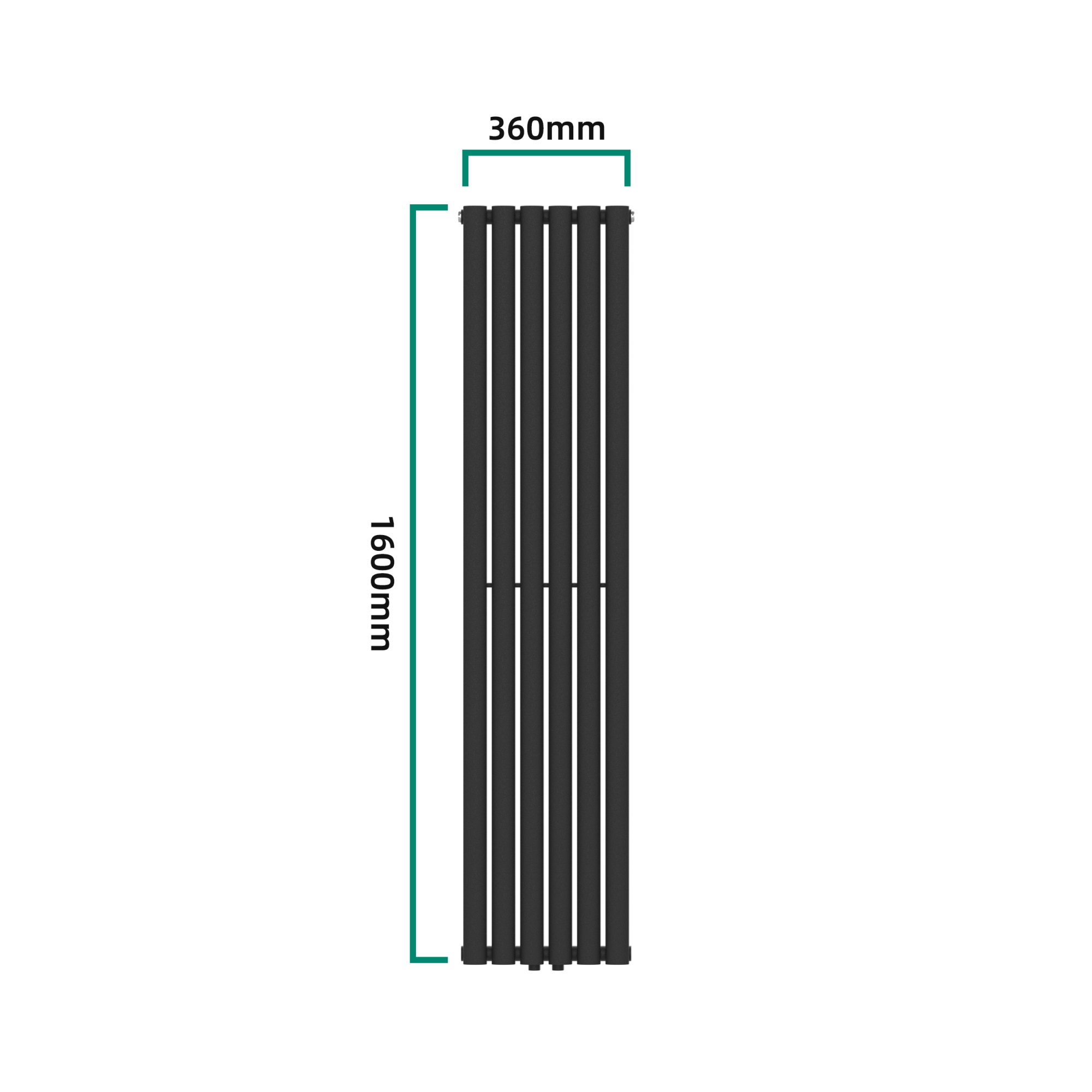 Radiator vertical de baie Nore, negru, 160x36 cm, 636W, otel