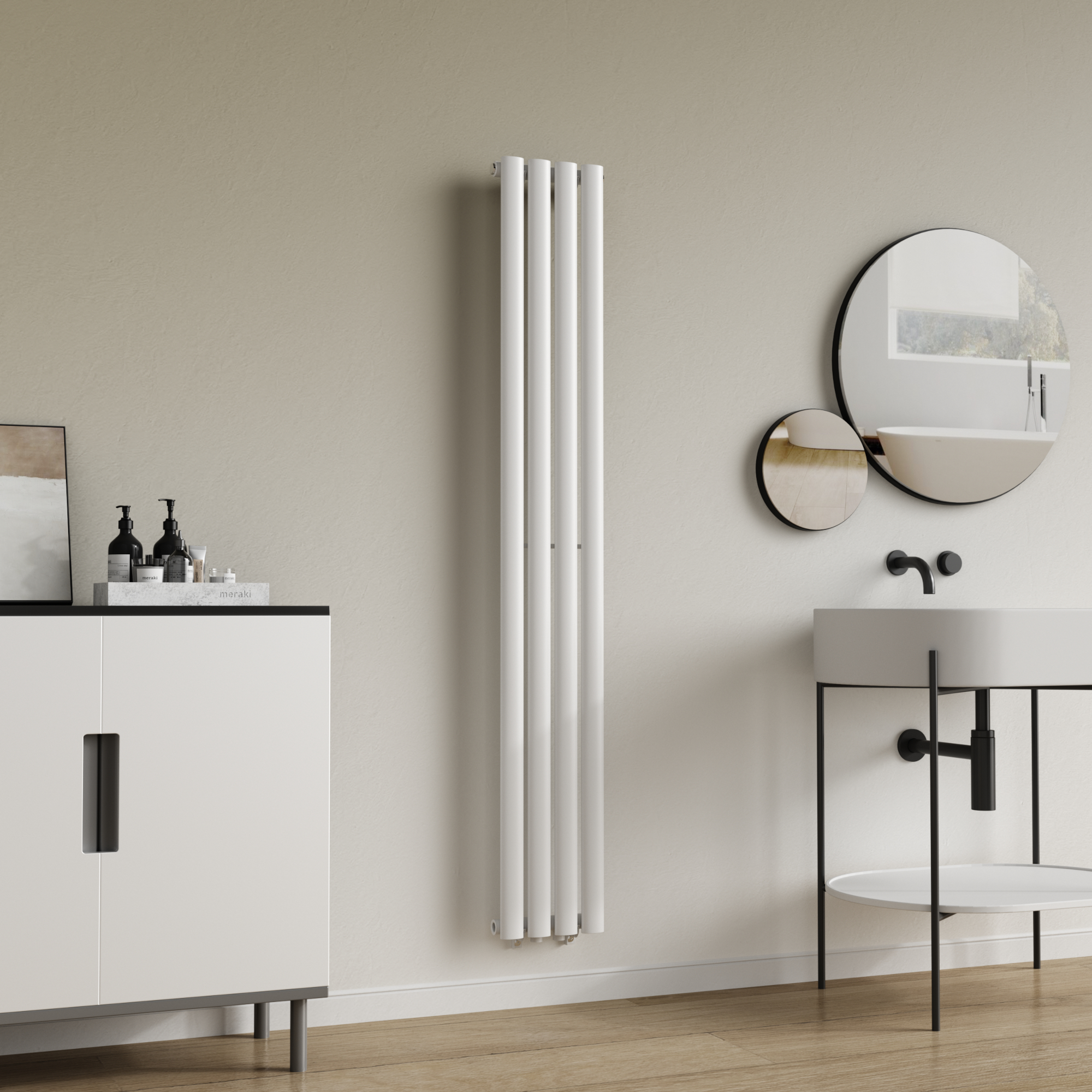 Radiator portprosop vertical Nore alb 160x24 cm, 438W, otel