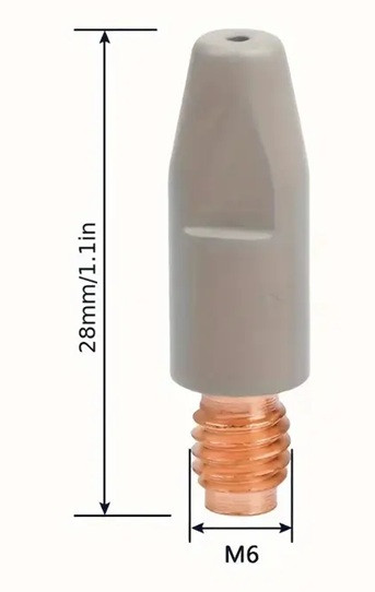 Duză de contact MIG pentru sârmă oțel 0,8 mm, M6 x 28 mm, antiaderentă