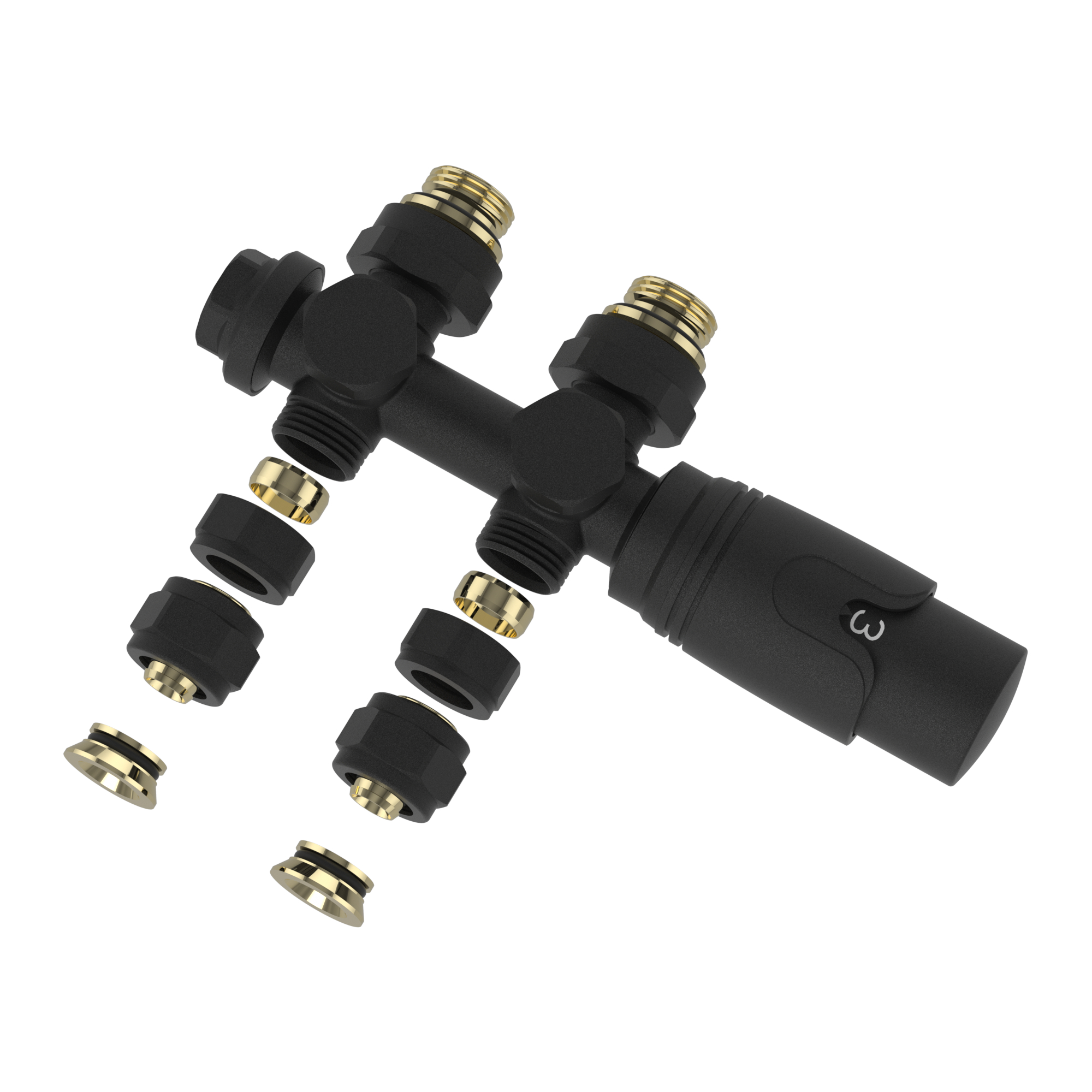 Set multiblock pentru radiator cu termostat, negru, Gloppen