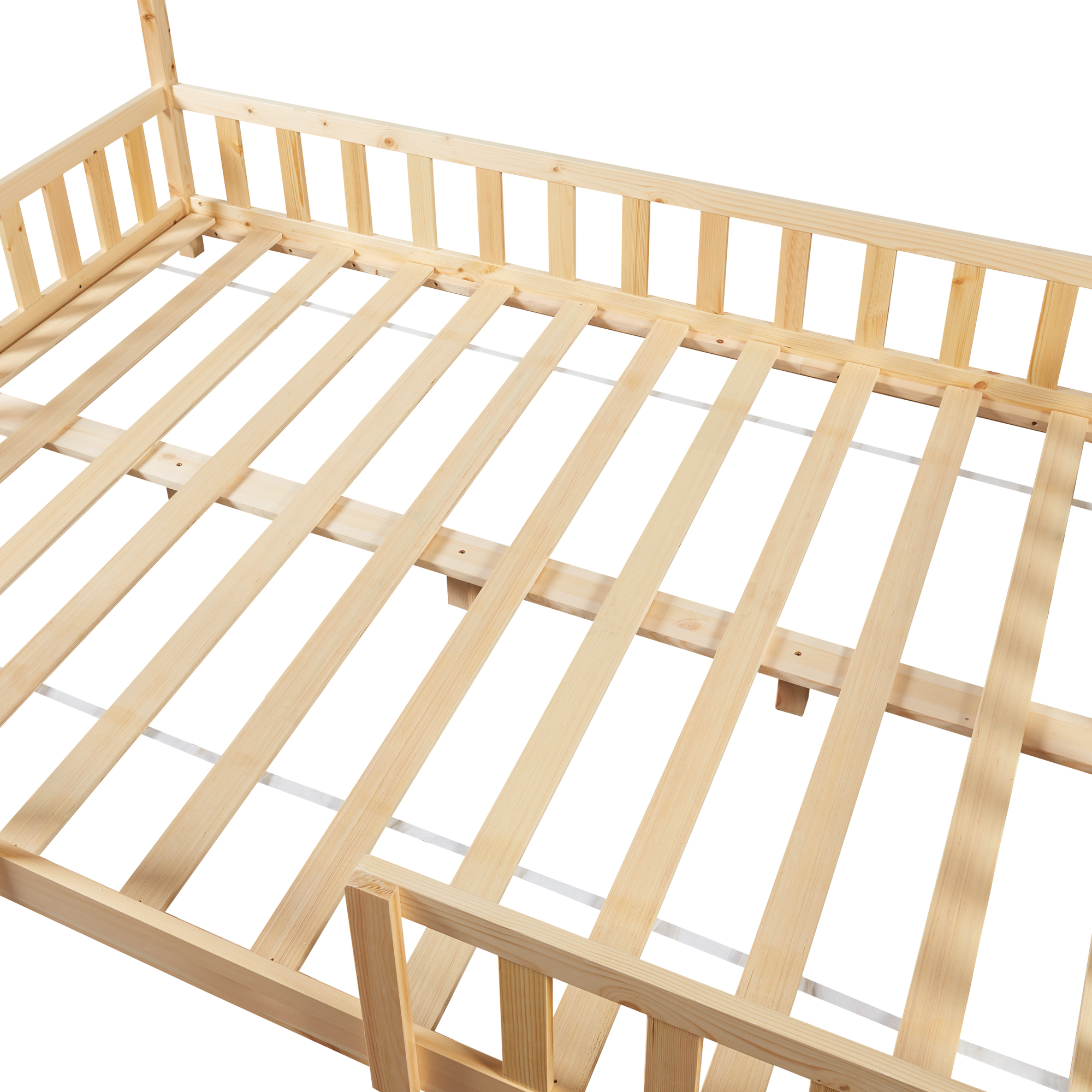 Pat căsuță pentru copii 140x200 cm din lemn de pin, natur