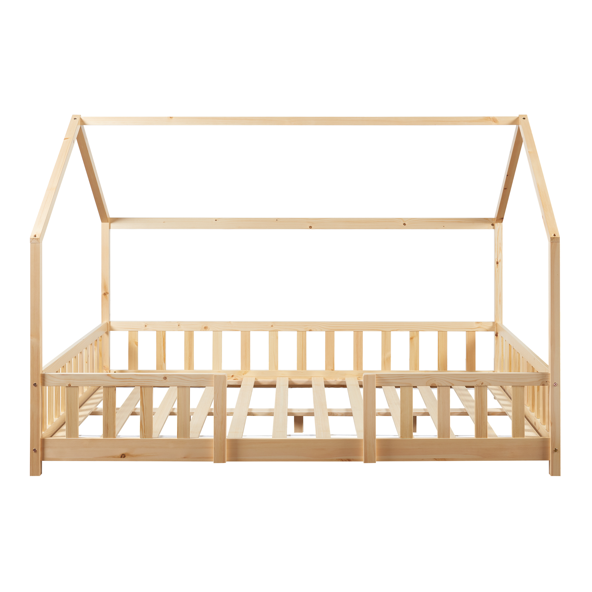 Pat copii tip căsuță Sisimiut cu saltea 140x200 cm, lemn de pin