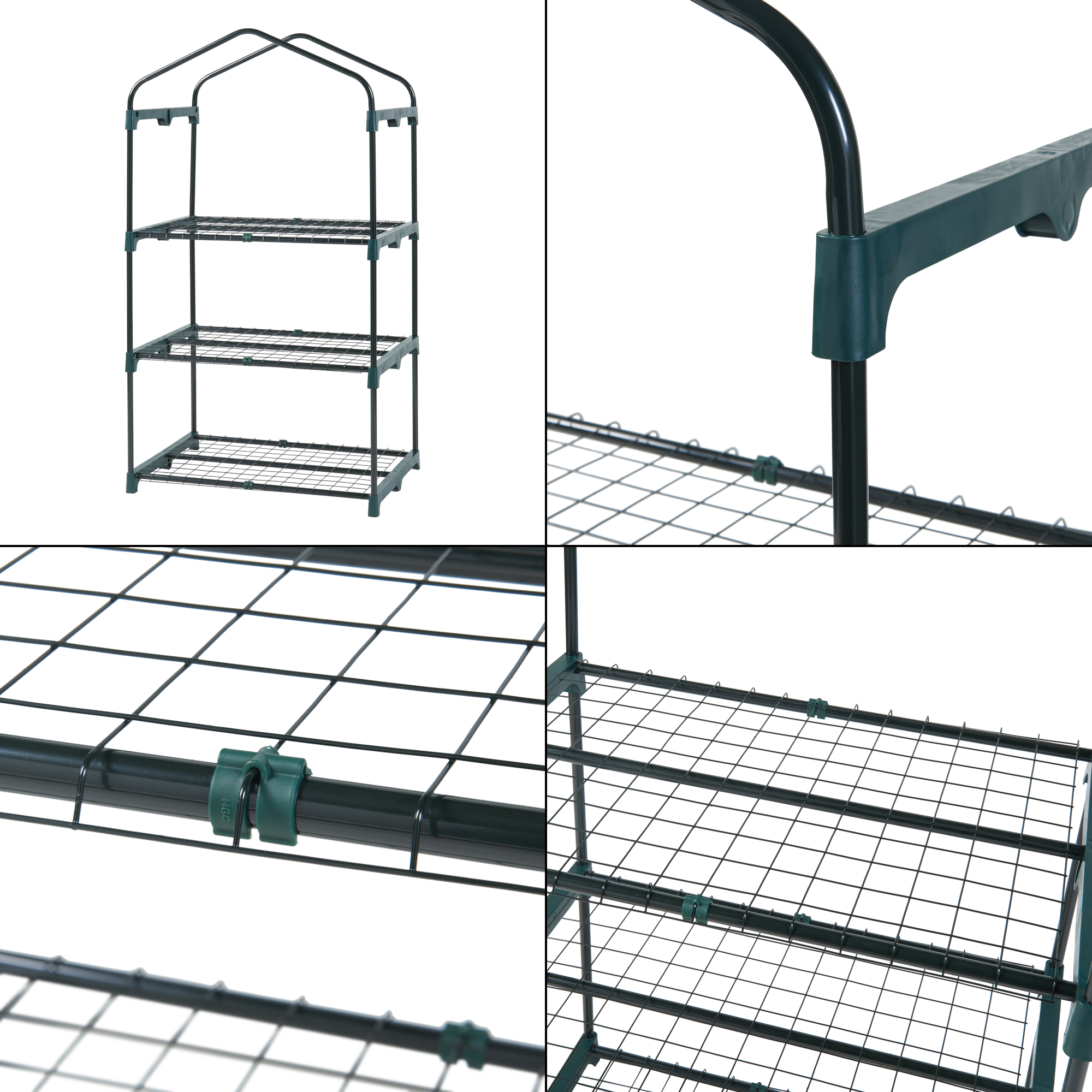 Mini sera de gradina cu 3 rafturi si usa rulabila 125x69x49 cm verde