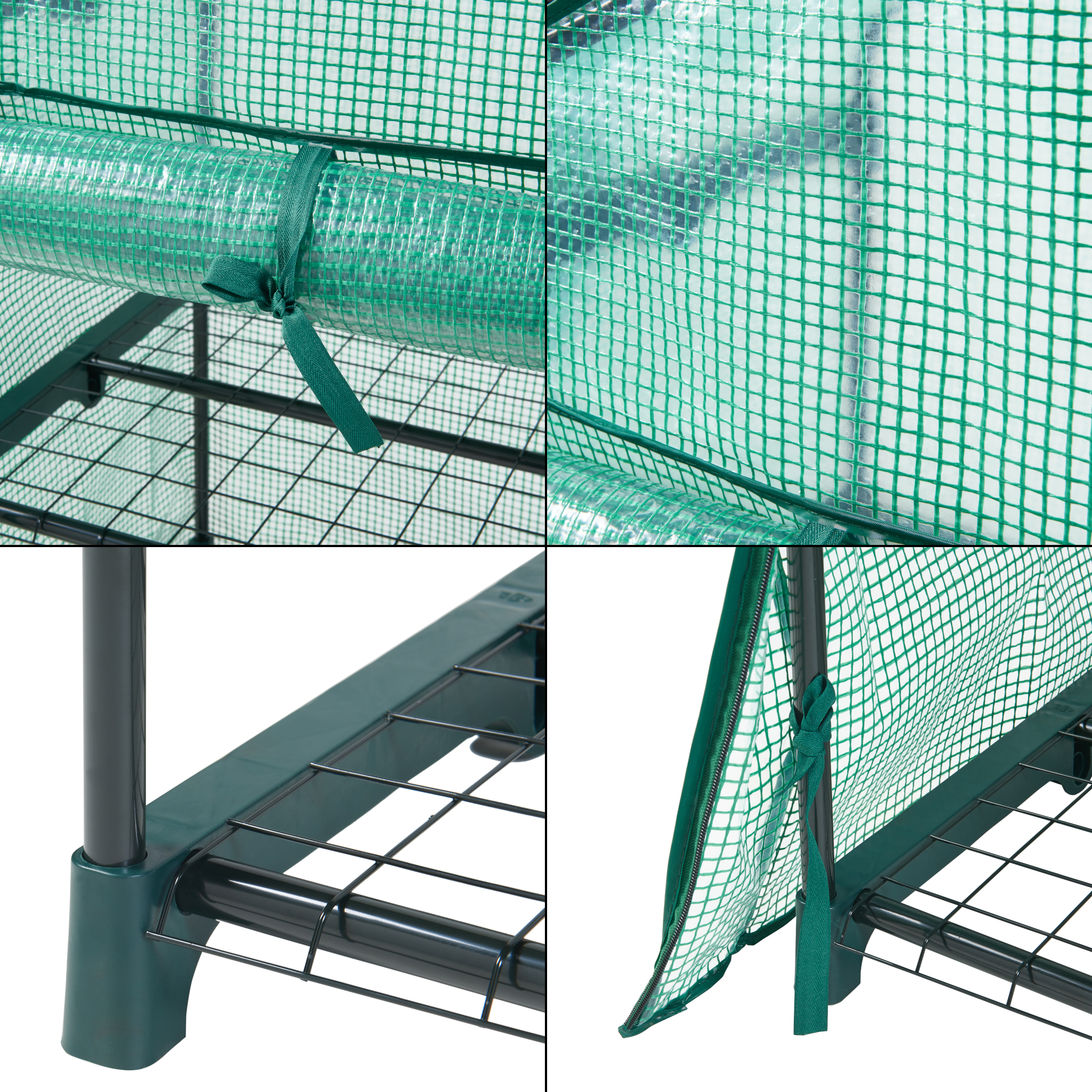 Mini sera de gradina cu 3 rafturi si usa rulabila 125x69x49 cm verde