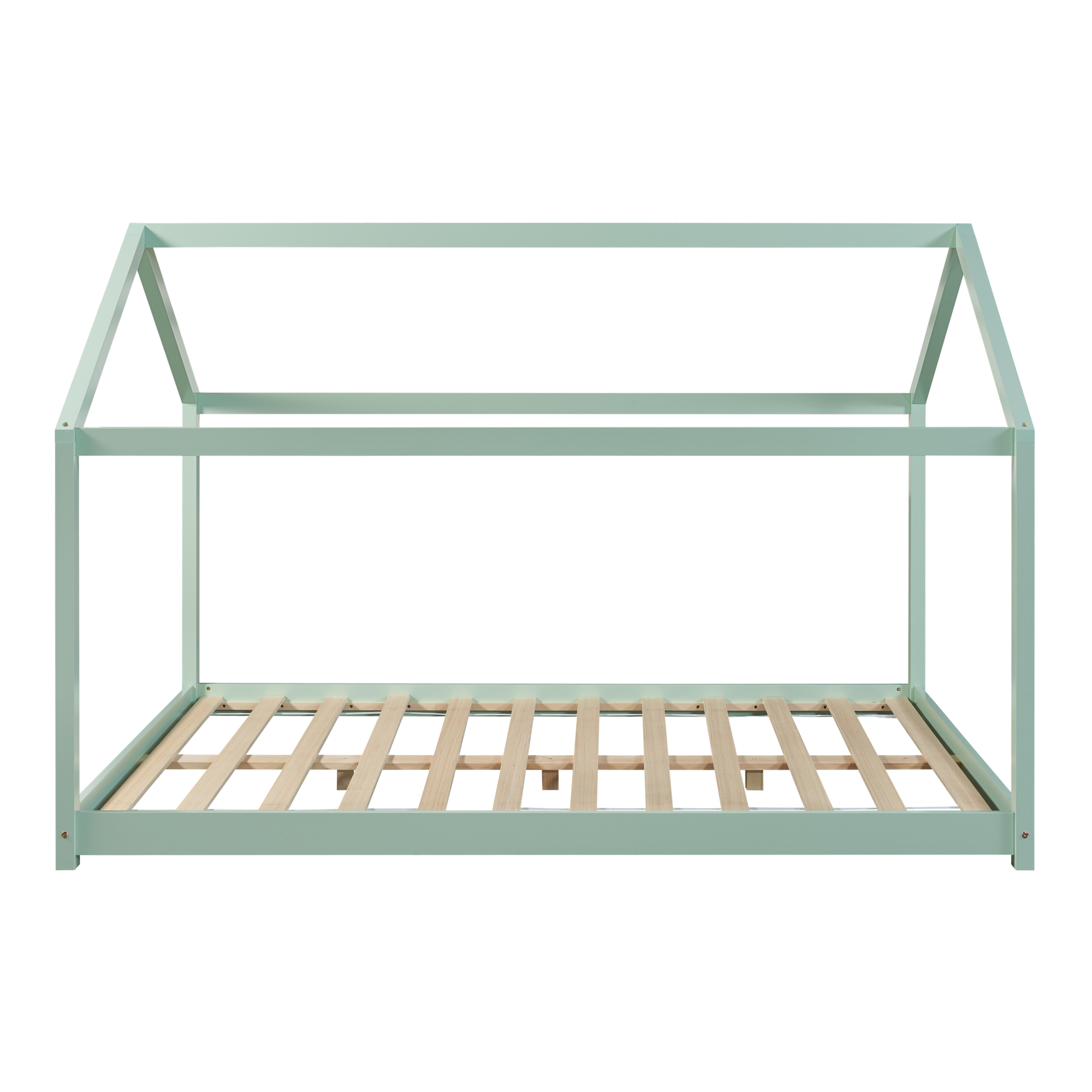 Pat copii tip căsuță Cerro cu saltea 140x200 cm, verde mentă