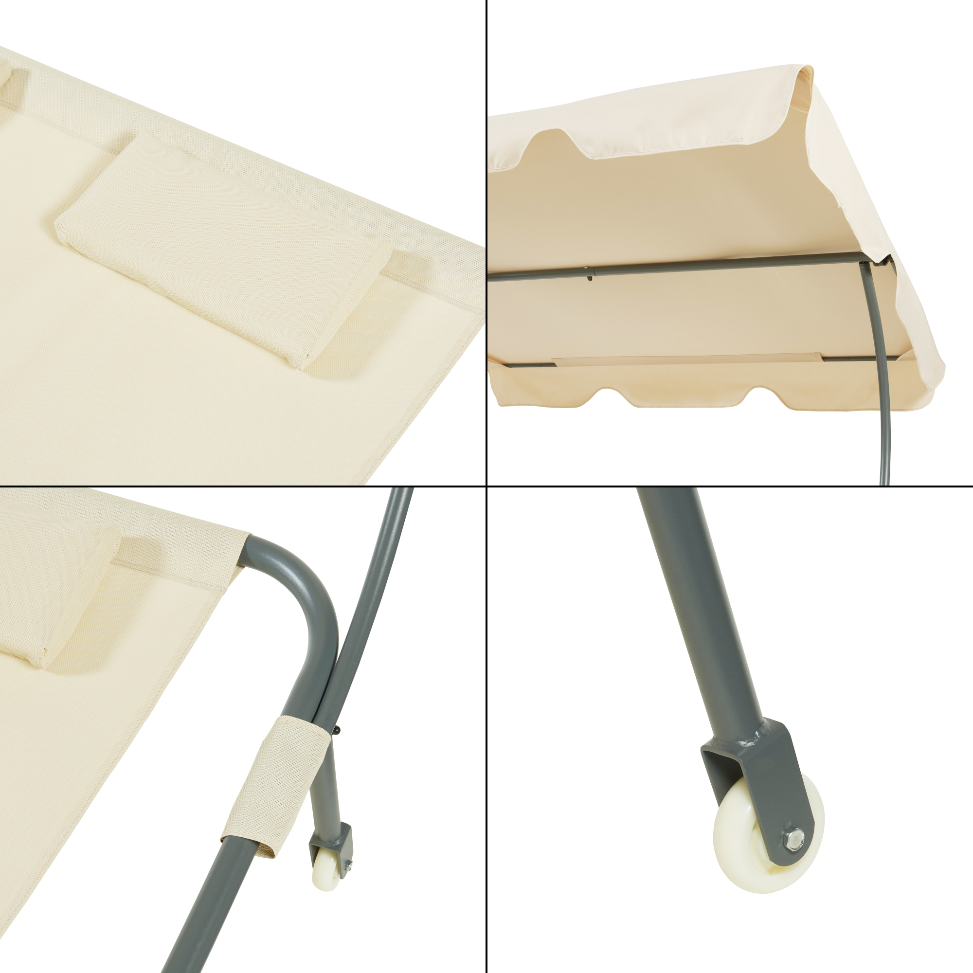 Șezlong dublu de grădină cu acoperiș reglabil Avigliano, bej