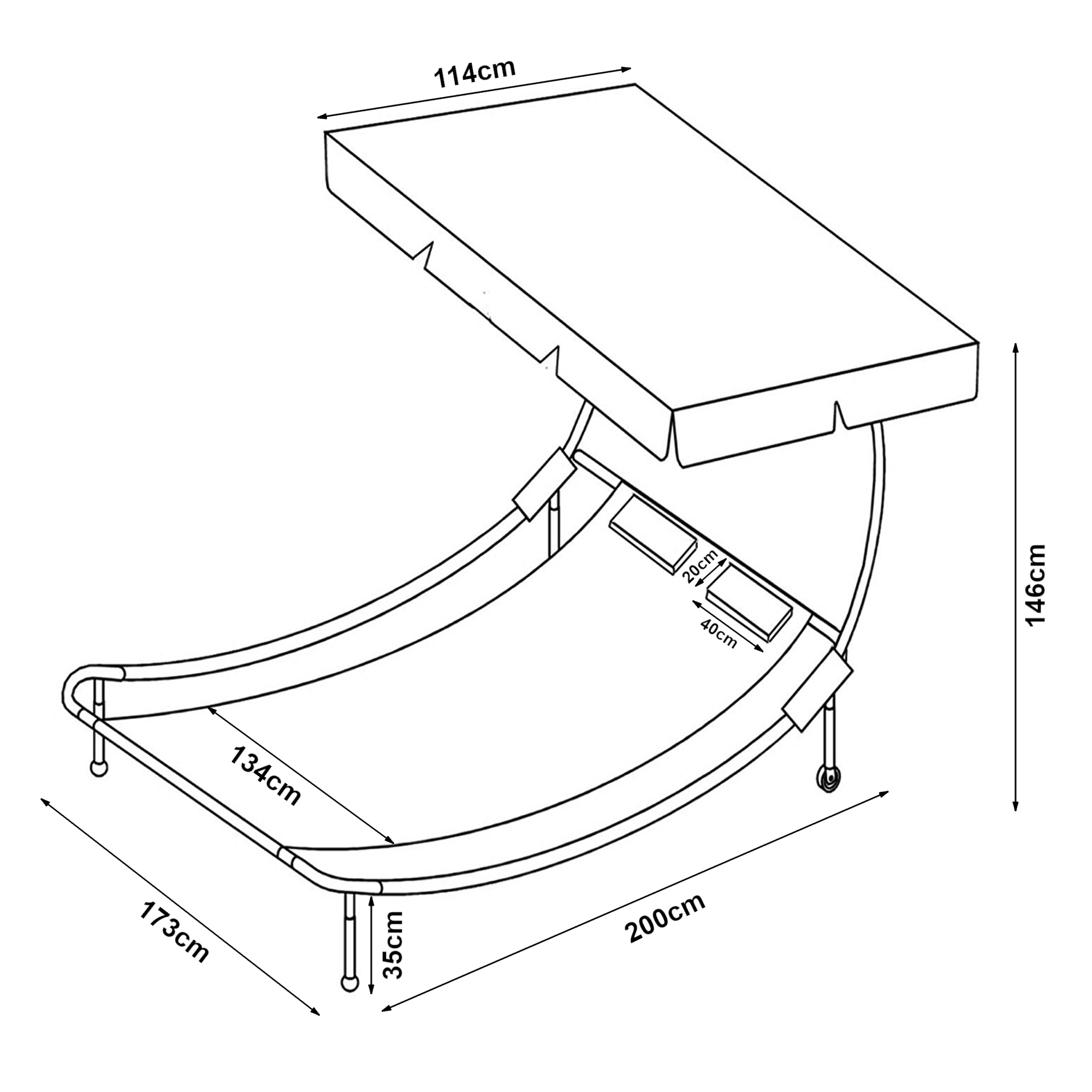 Șezlong dublu de grădină cu acoperiș reglabil Avigliano, bej