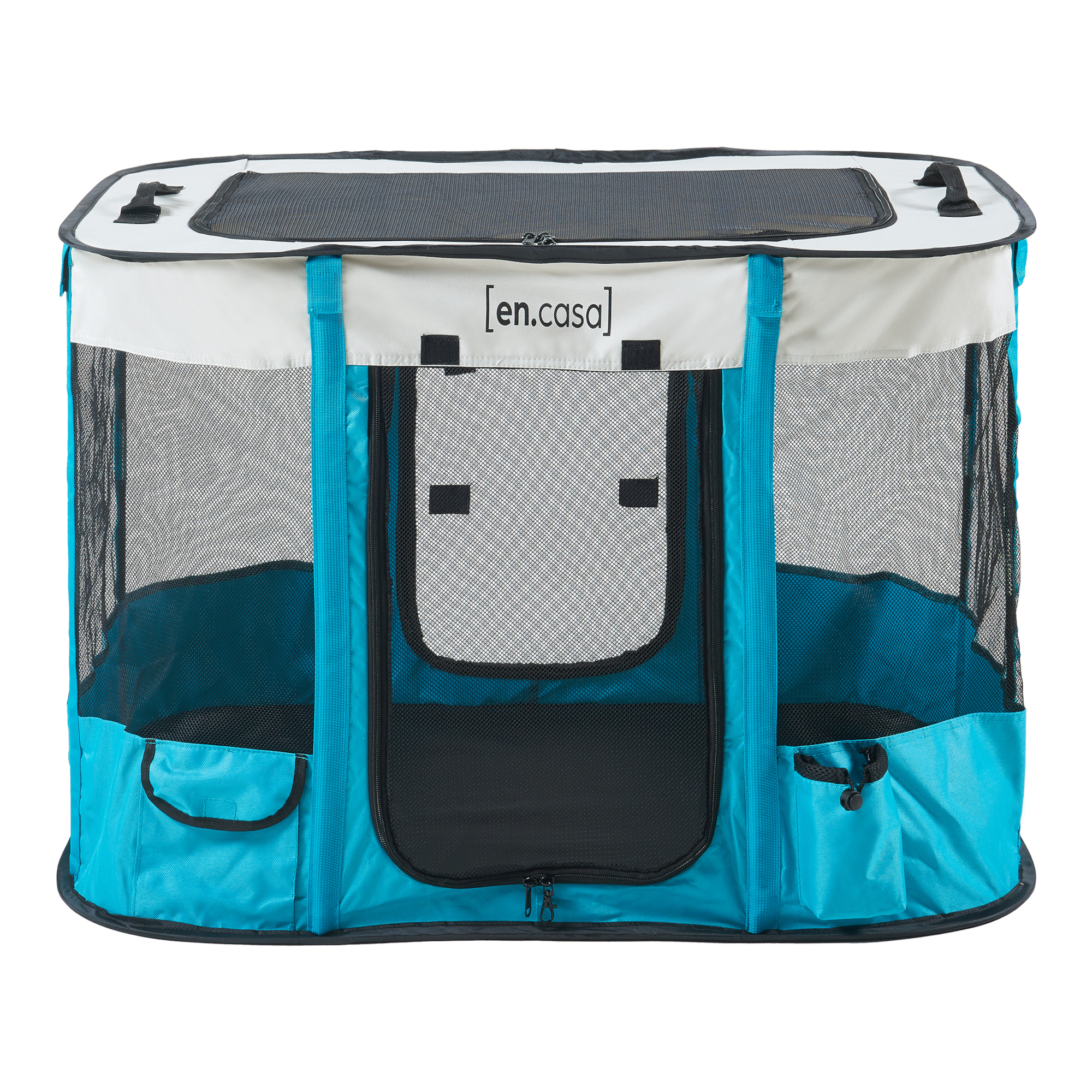 Țarc pliabil pentru animale de companie 70x55x45 cm, albastru