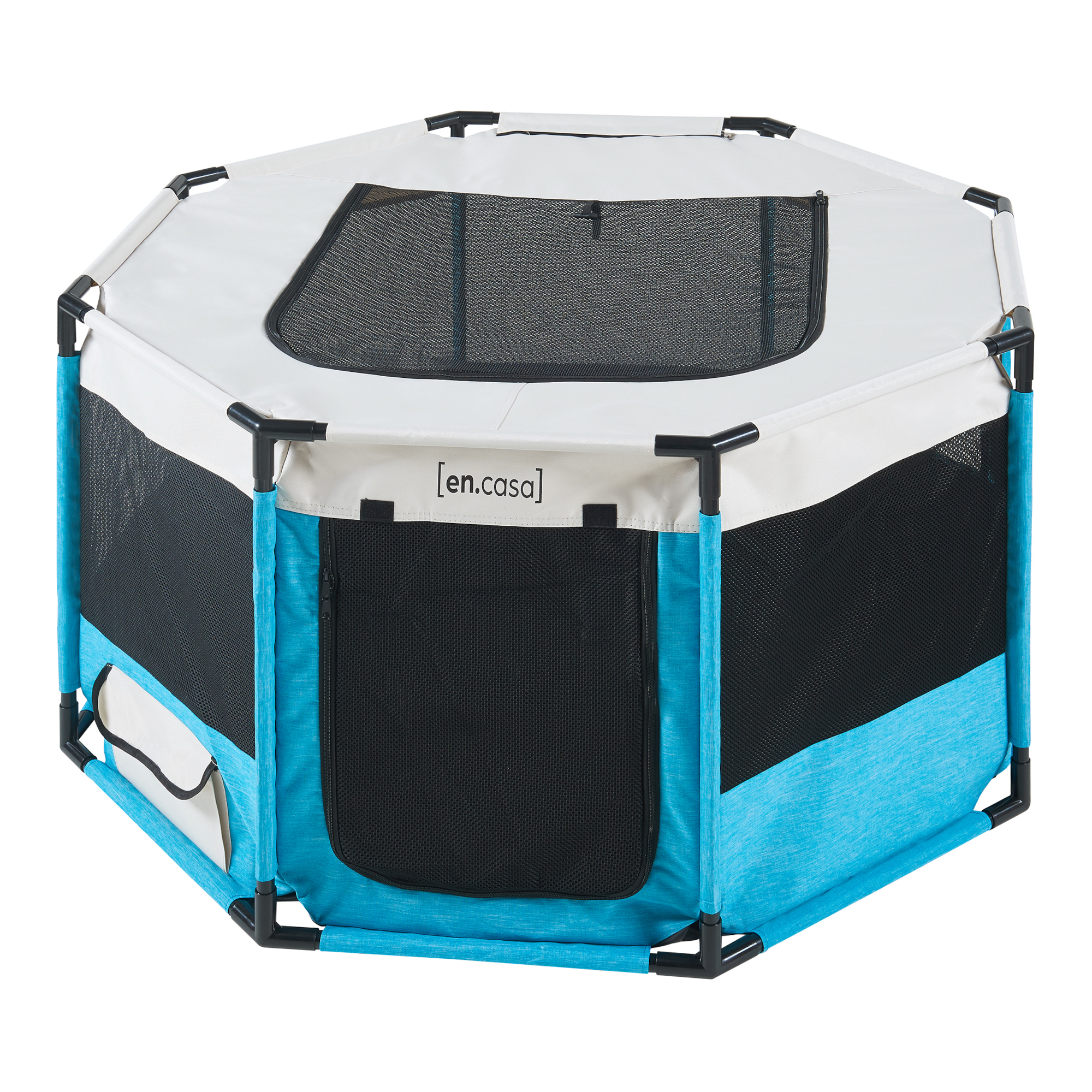 Tarc pentru animale Nærøysund 112x112x62 cm, albastru-bej