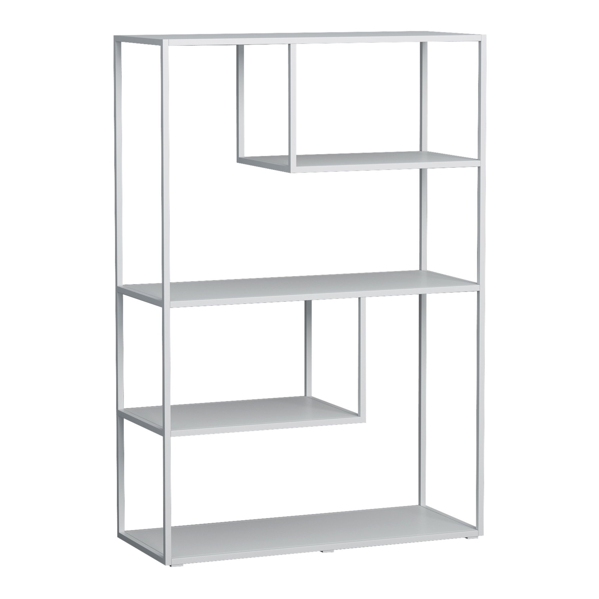 Bibliotecă albă mată cu 4 rafturi deschise din oțel Sievi